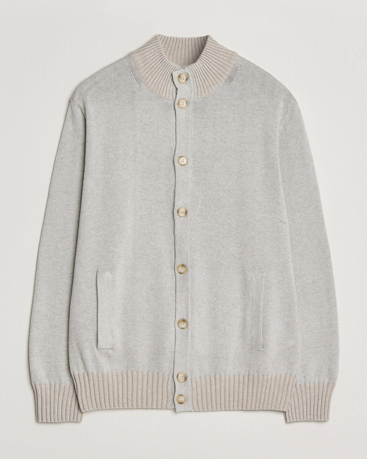 Heren | Truien | Morgano | Cotton/Cashmere Knitted Cardigan Light Grey