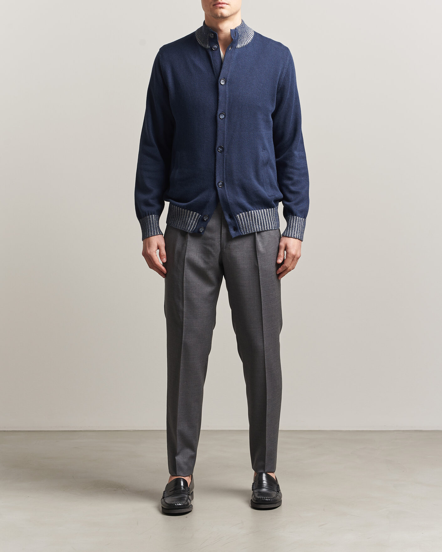 Heren | Truien | Morgano | Cotton/Cashmere Knitted Cardigan Navy