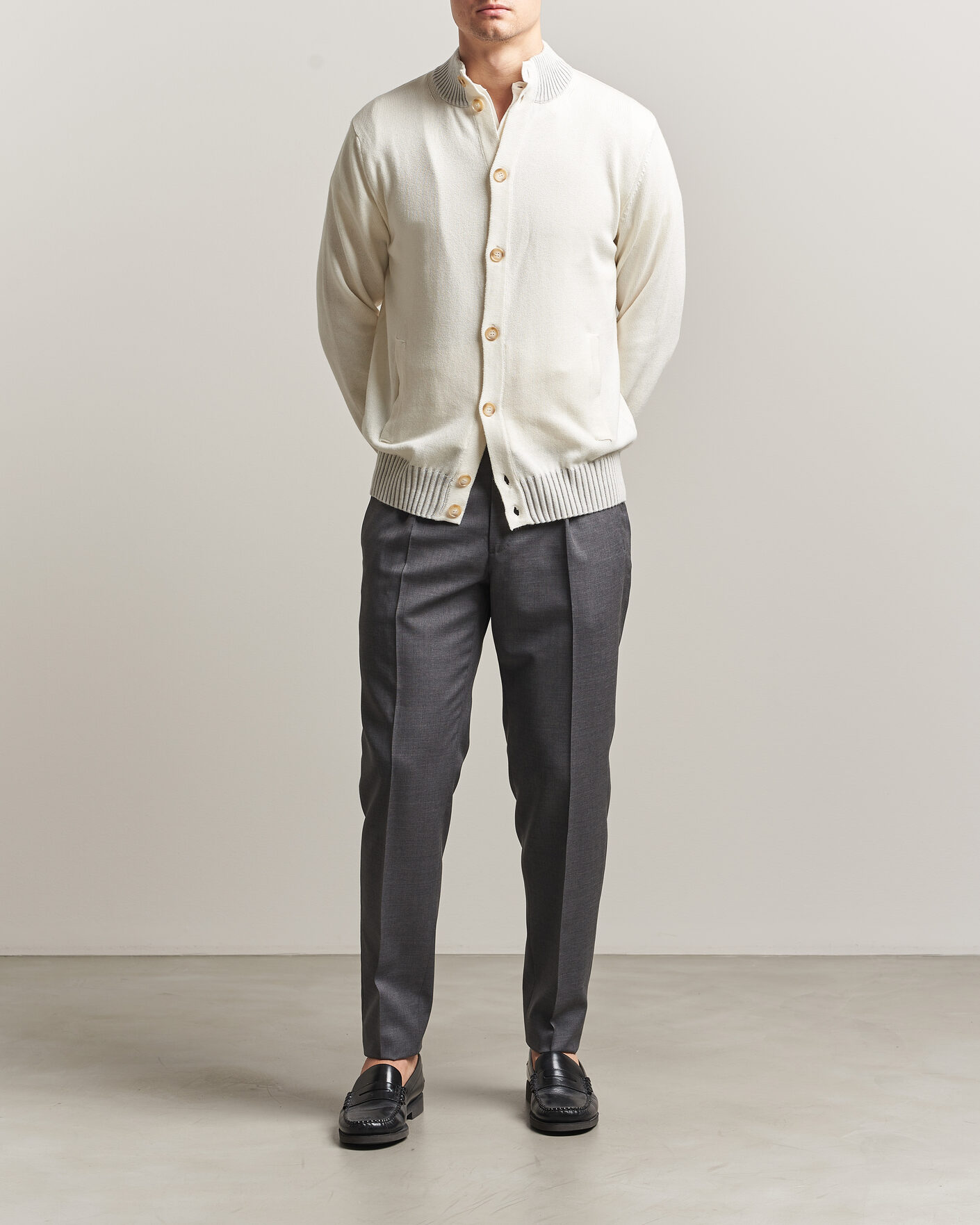 Heren | Truien | Morgano | Cotton/Cashmere Knitted Cardigan Cream