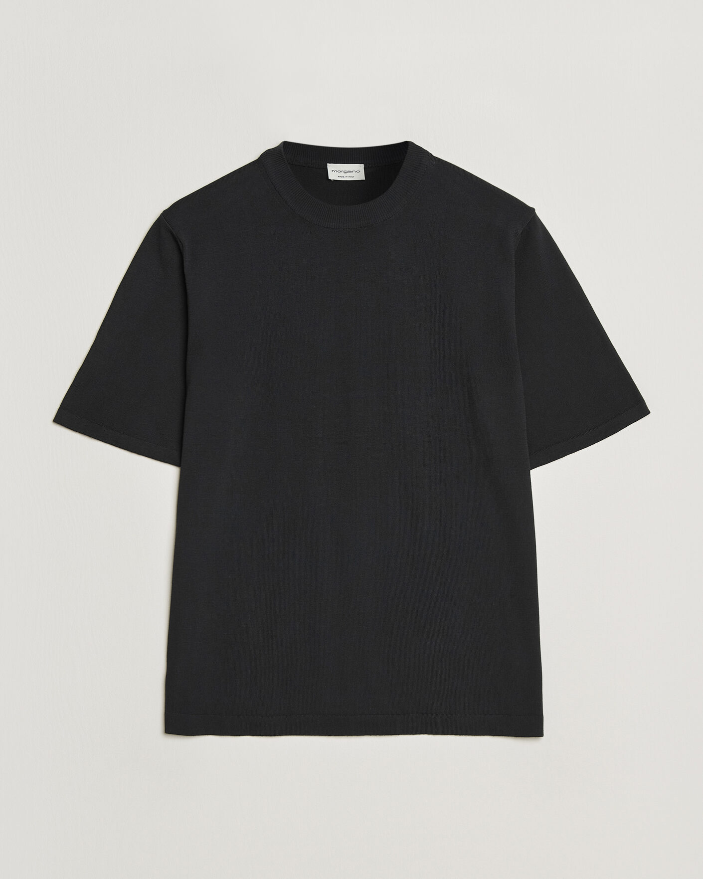 Heren | T-shirts | Morgano | Knitted Cotton Crepe T-Shirt Black