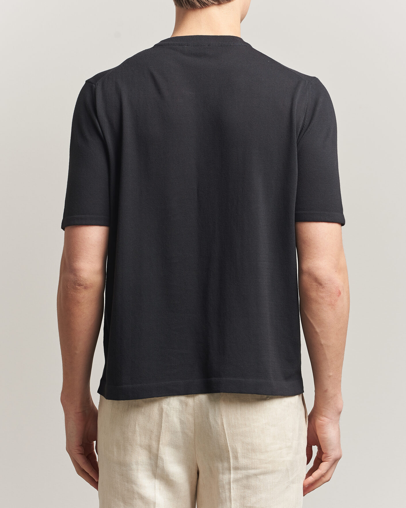 Heren | T-shirts | Morgano | Knitted Cotton Crepe T-Shirt Black
