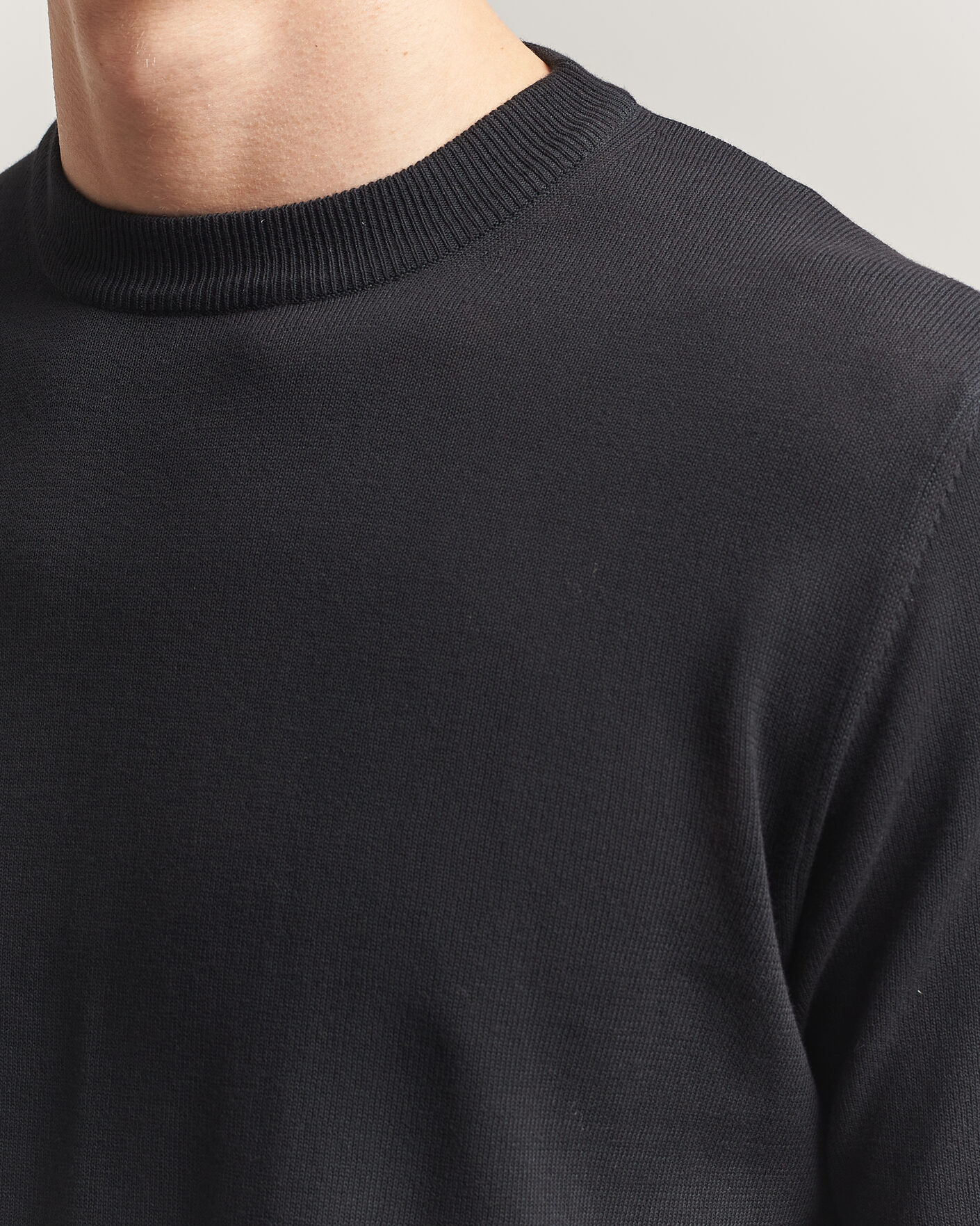 Heren | T-shirts | Morgano | Knitted Cotton Crepe T-Shirt Black