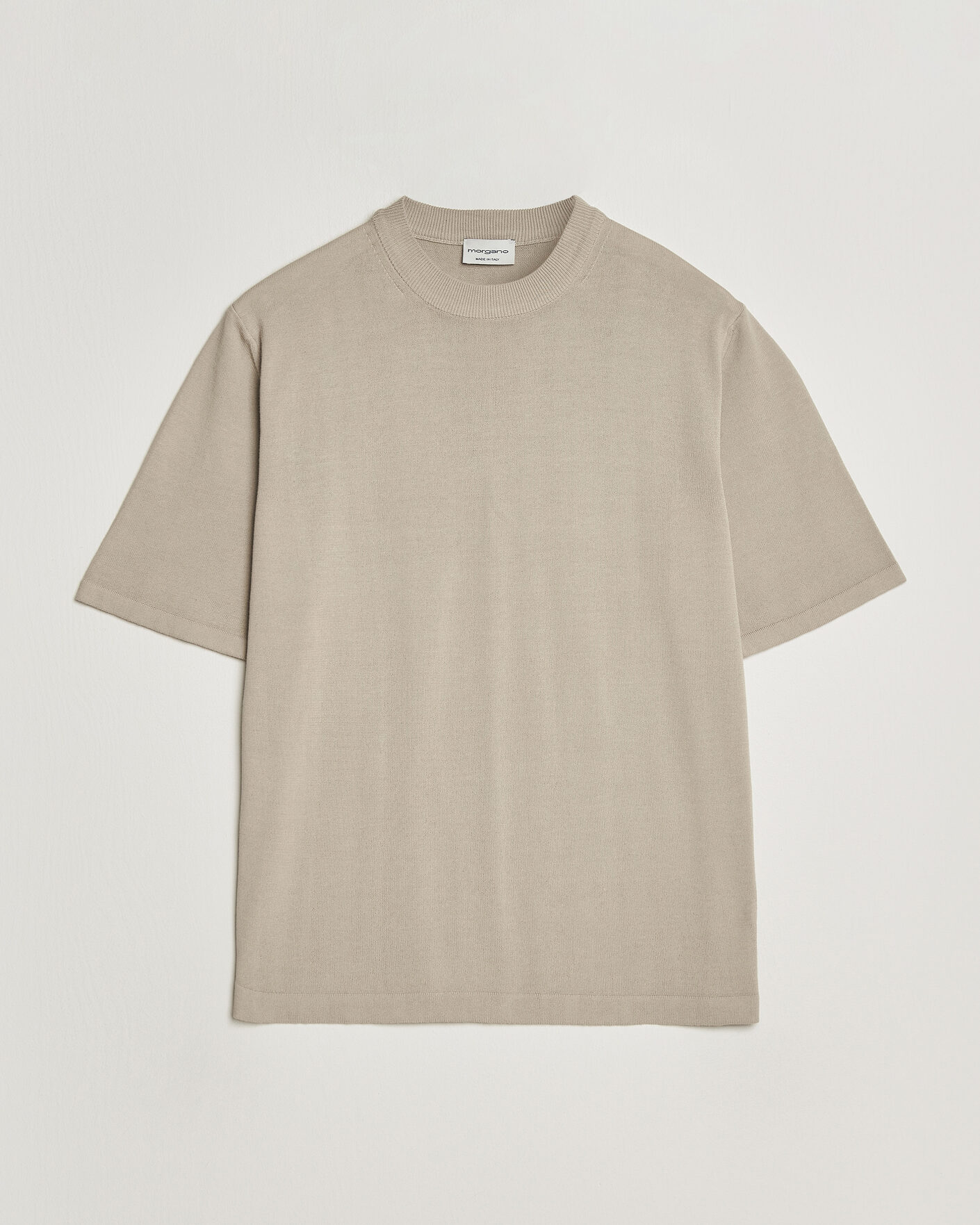 Heren | T-shirts | Morgano | Knitted Cotton Crepe T-Shirt Beige