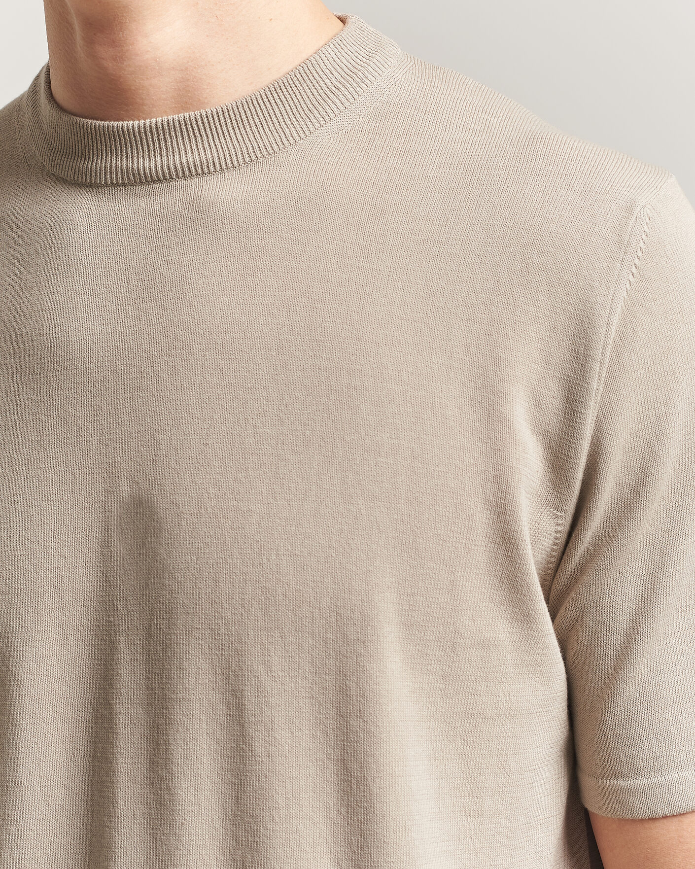 Heren | T-shirts | Morgano | Knitted Cotton Crepe T-Shirt Beige