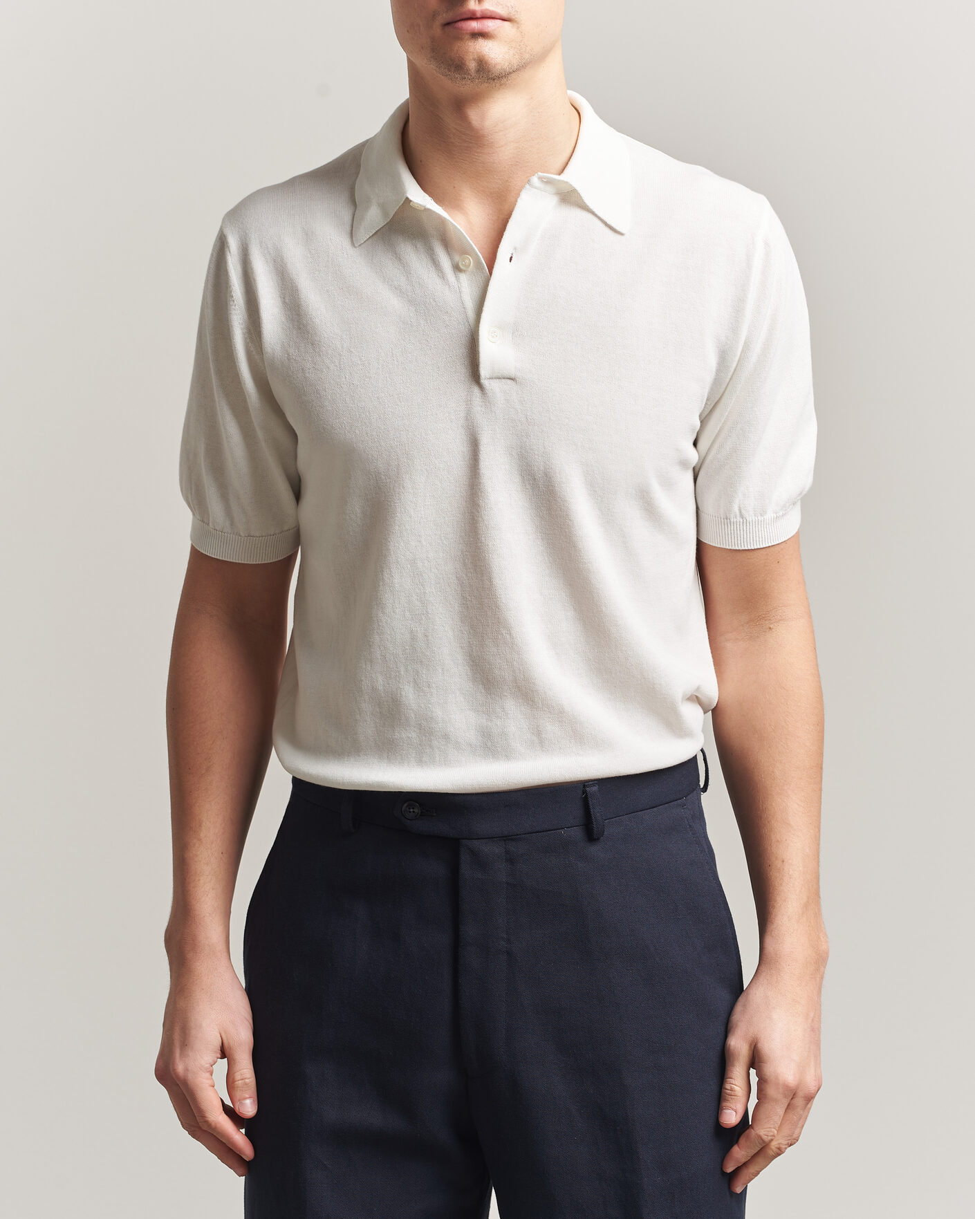 Heren | Polo's | Morgano | Knitted Cotton Crepe Polo Latte