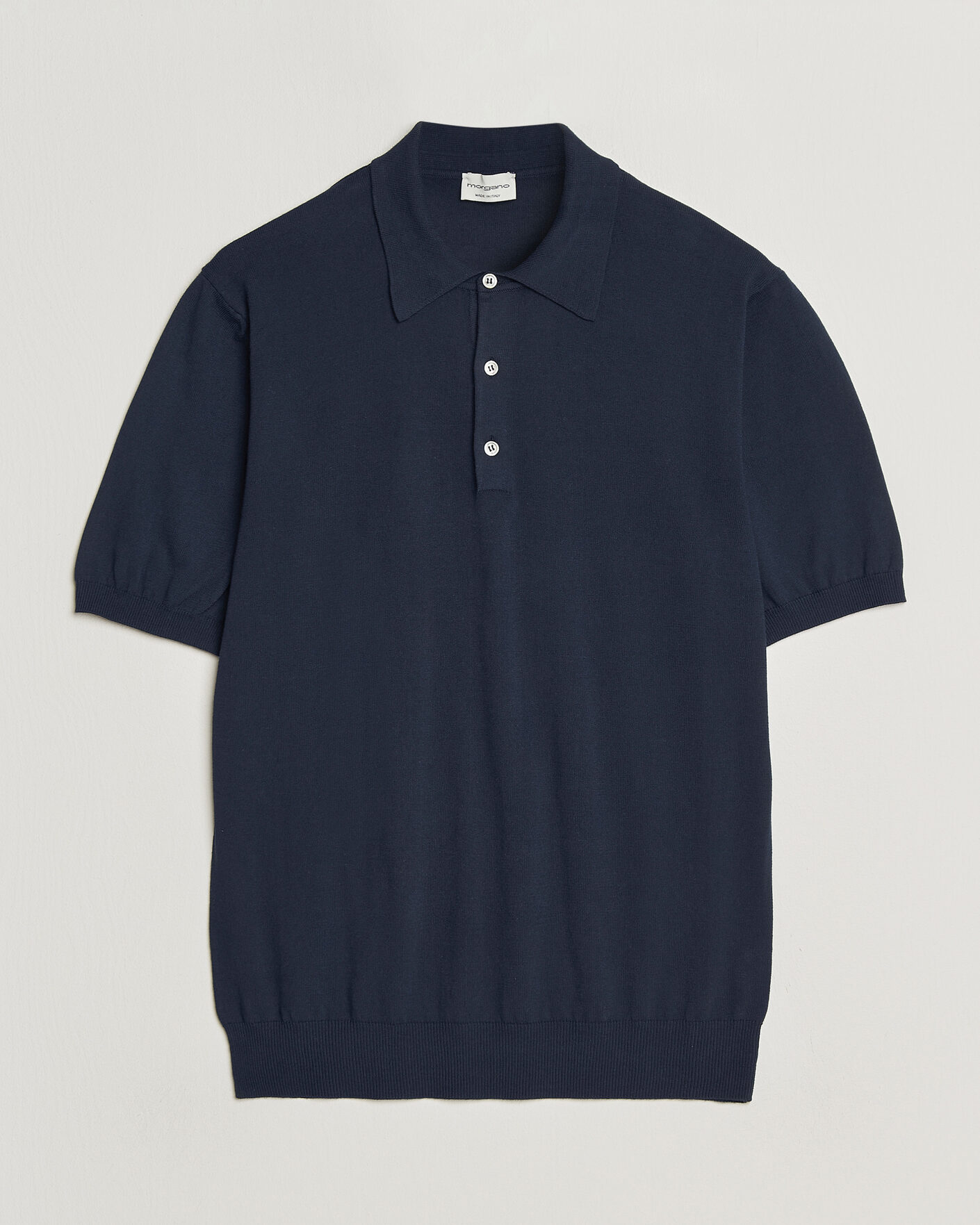 Heren | Polo's | Morgano | Knitted Cotton Crepe Polo Navy