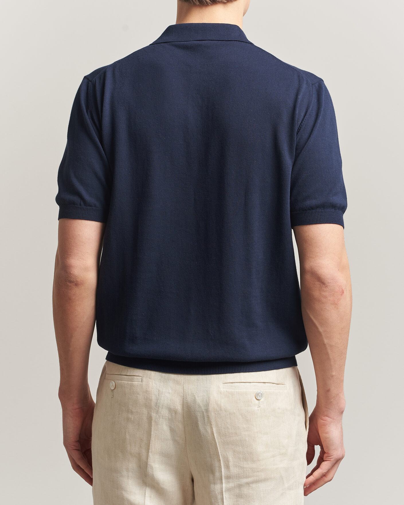 Heren | Polo's | Morgano | Knitted Cotton Crepe Polo Navy
