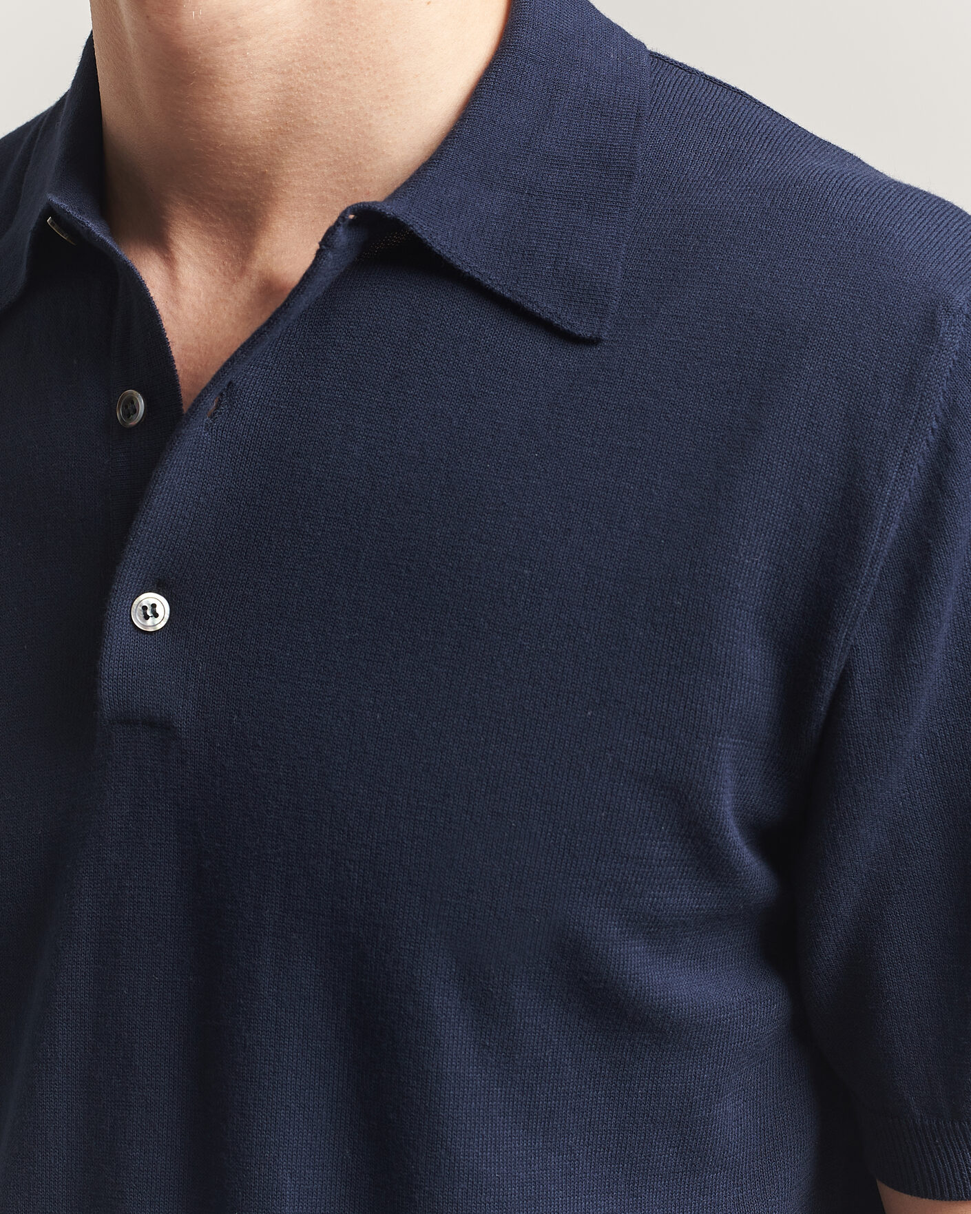 Heren | Polo's | Morgano | Knitted Cotton Crepe Polo Navy