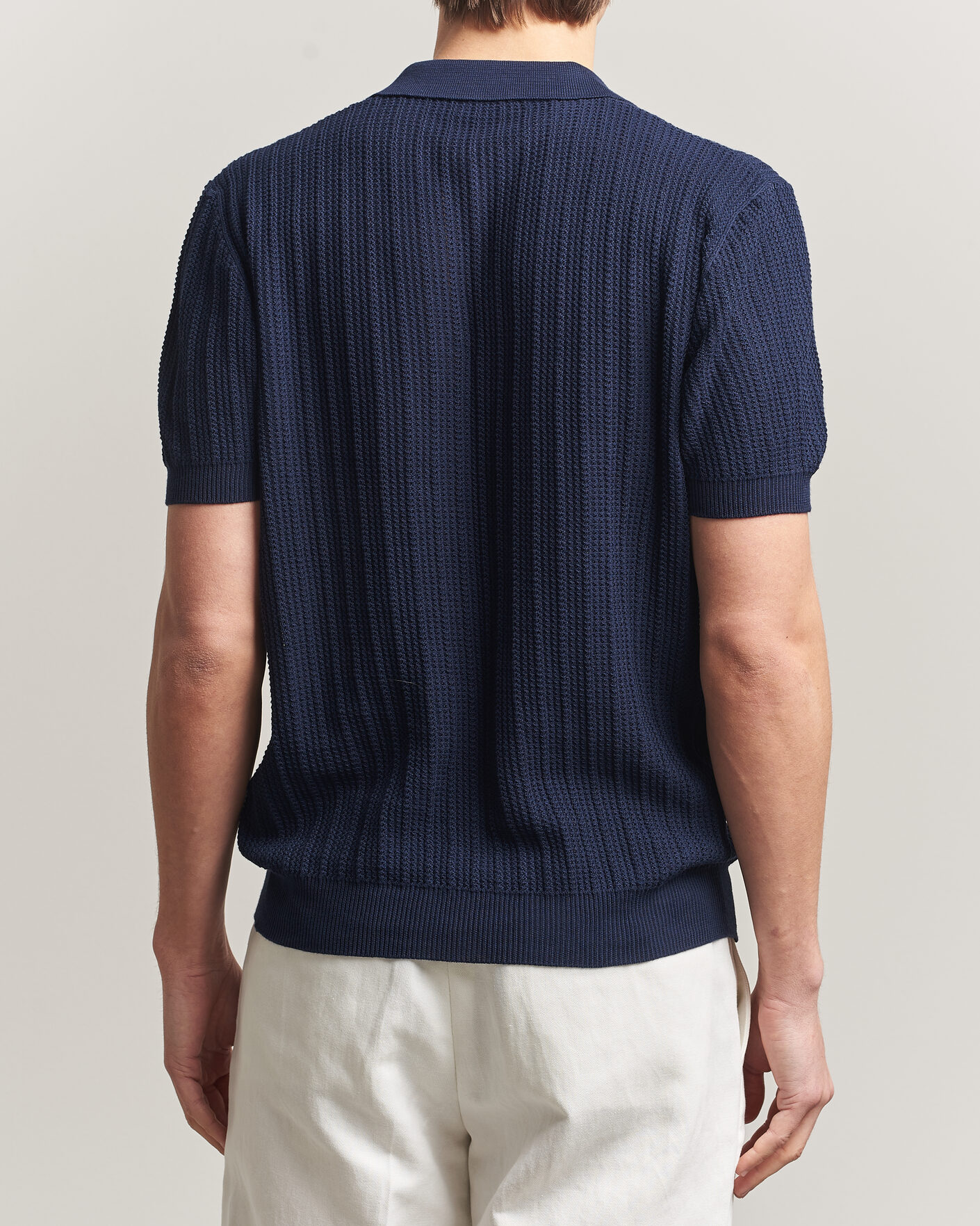 Heren | Polo's | Morgano | Structured Knitted Polo Navy