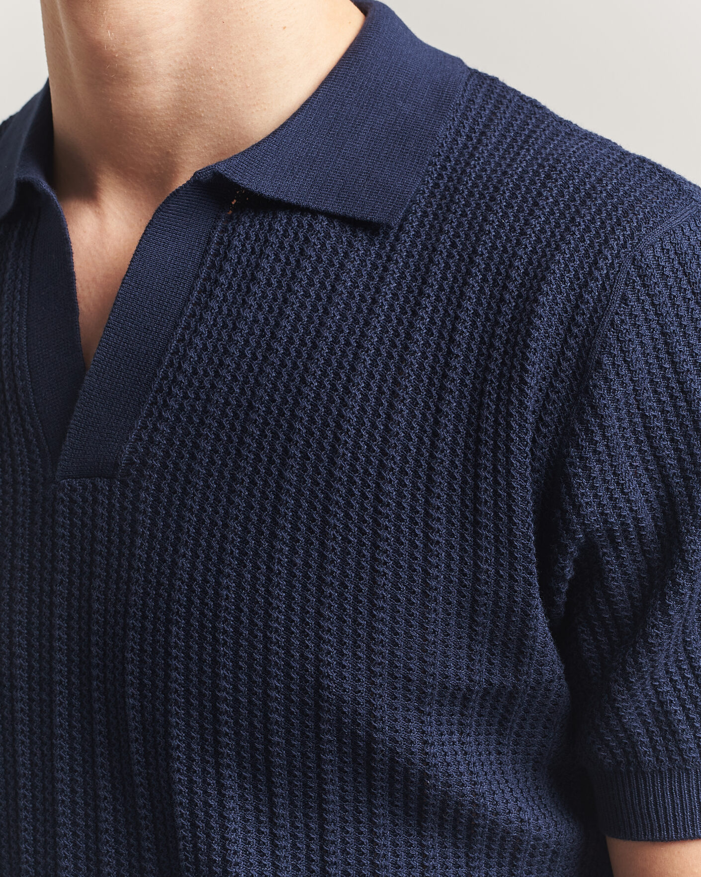 Heren | Polo's | Morgano | Structured Knitted Polo Navy