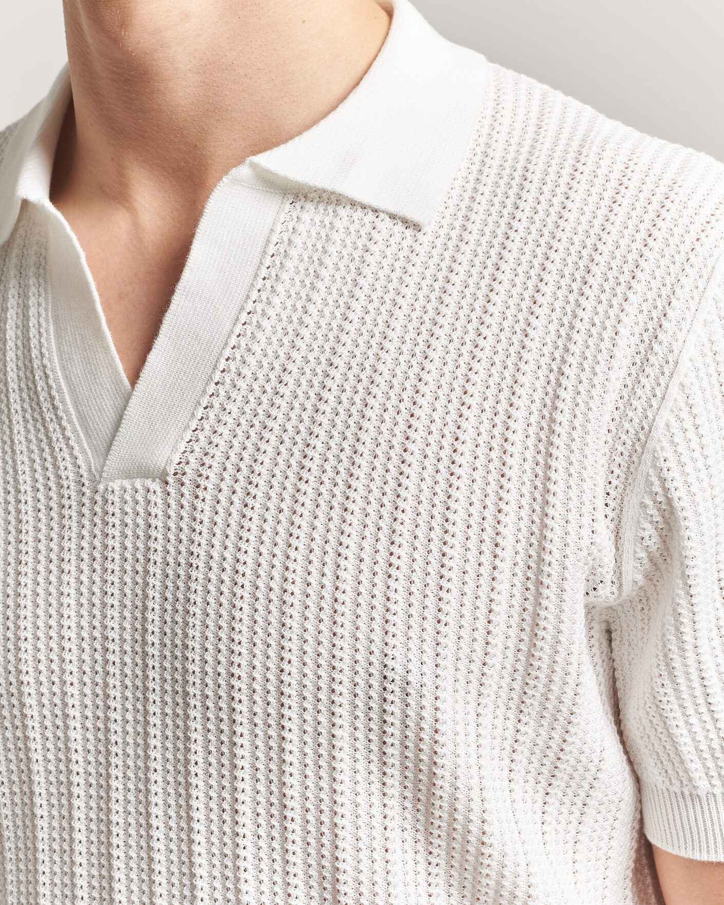 Heren | Polo's | Morgano | Structured Knitted Polo White