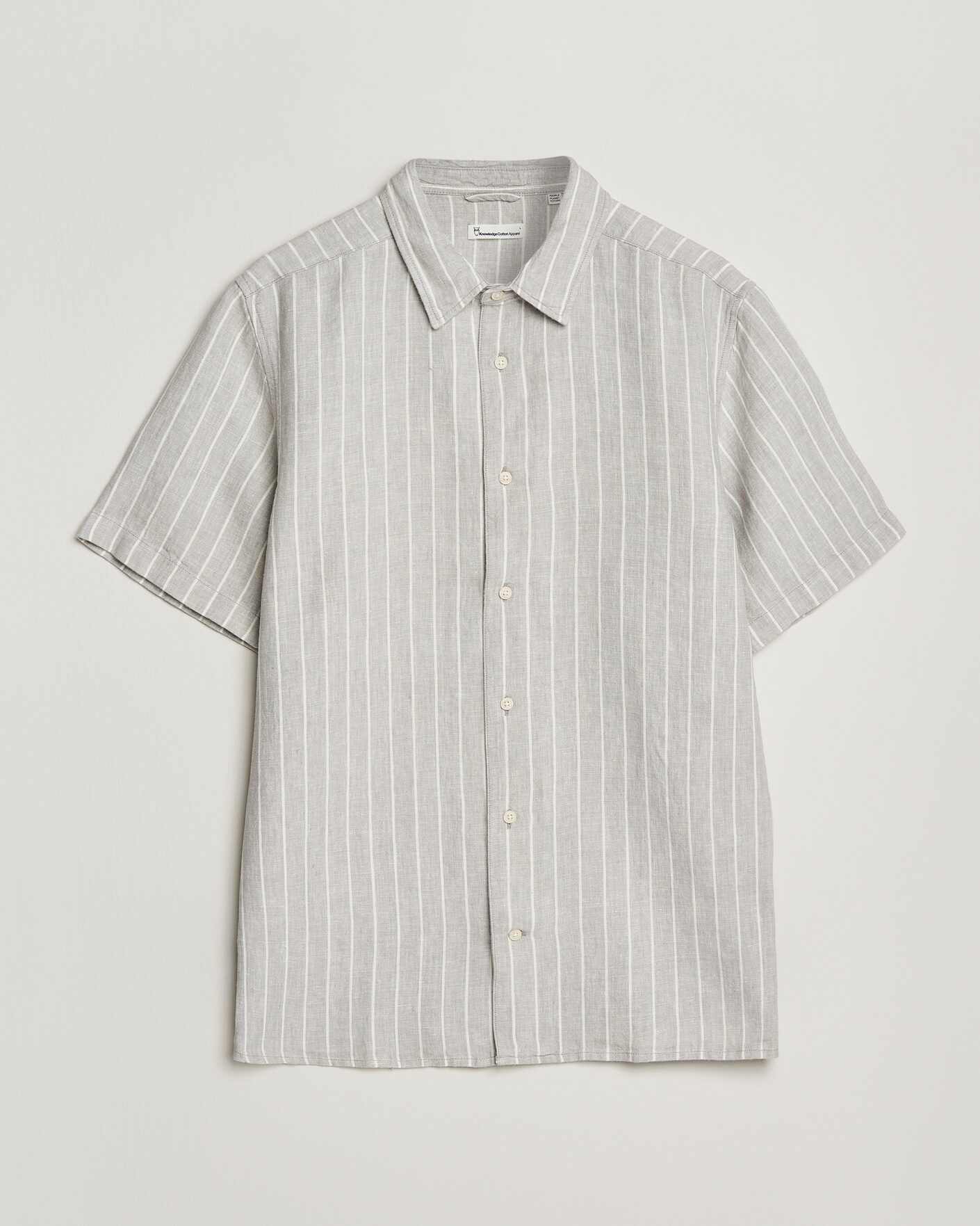 Homme | Chemises | KnowledgeCotton Apparel | Striped Linen Resort Shirt Grey