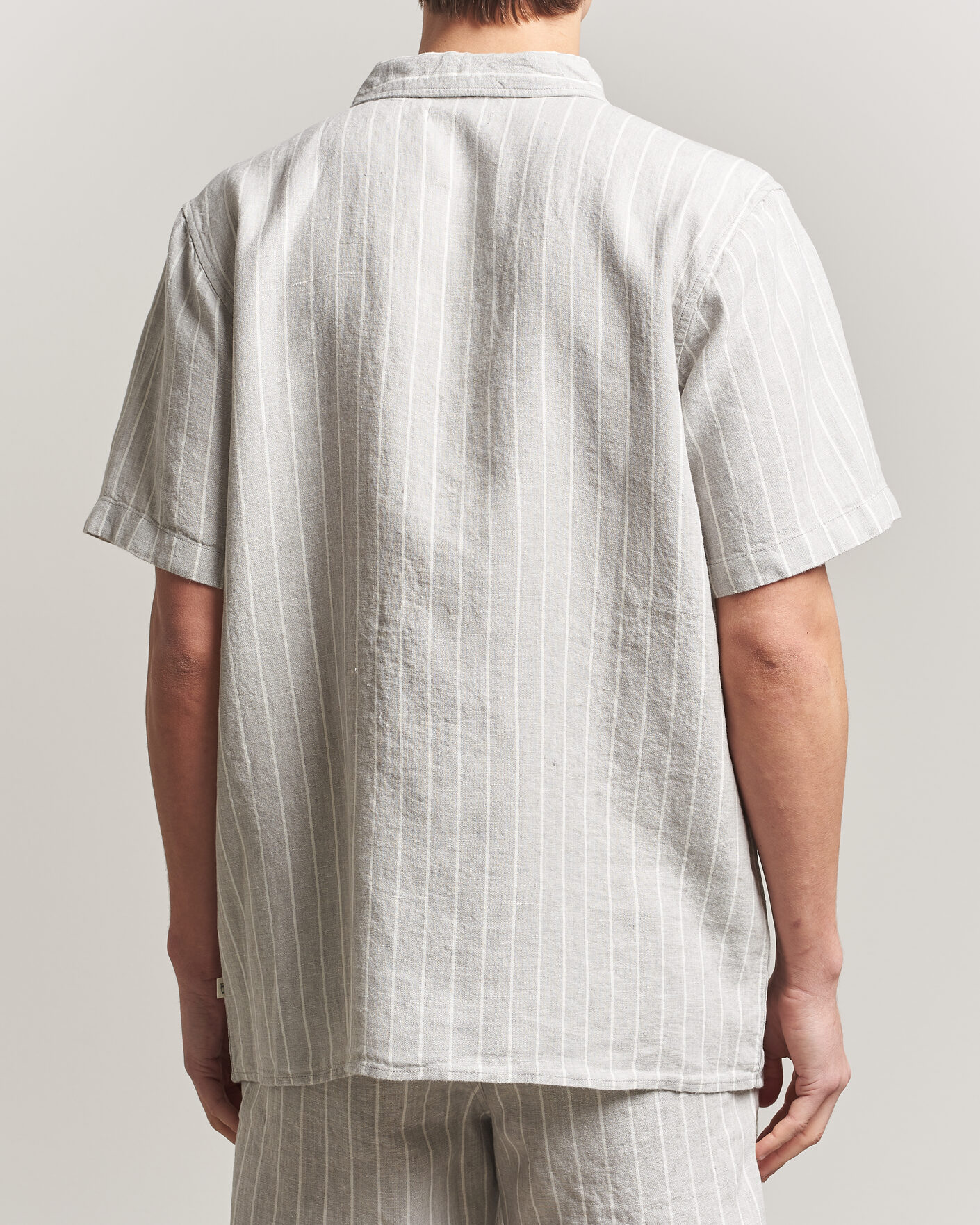 Homme | Chemises | KnowledgeCotton Apparel | Striped Linen Resort Shirt Grey
