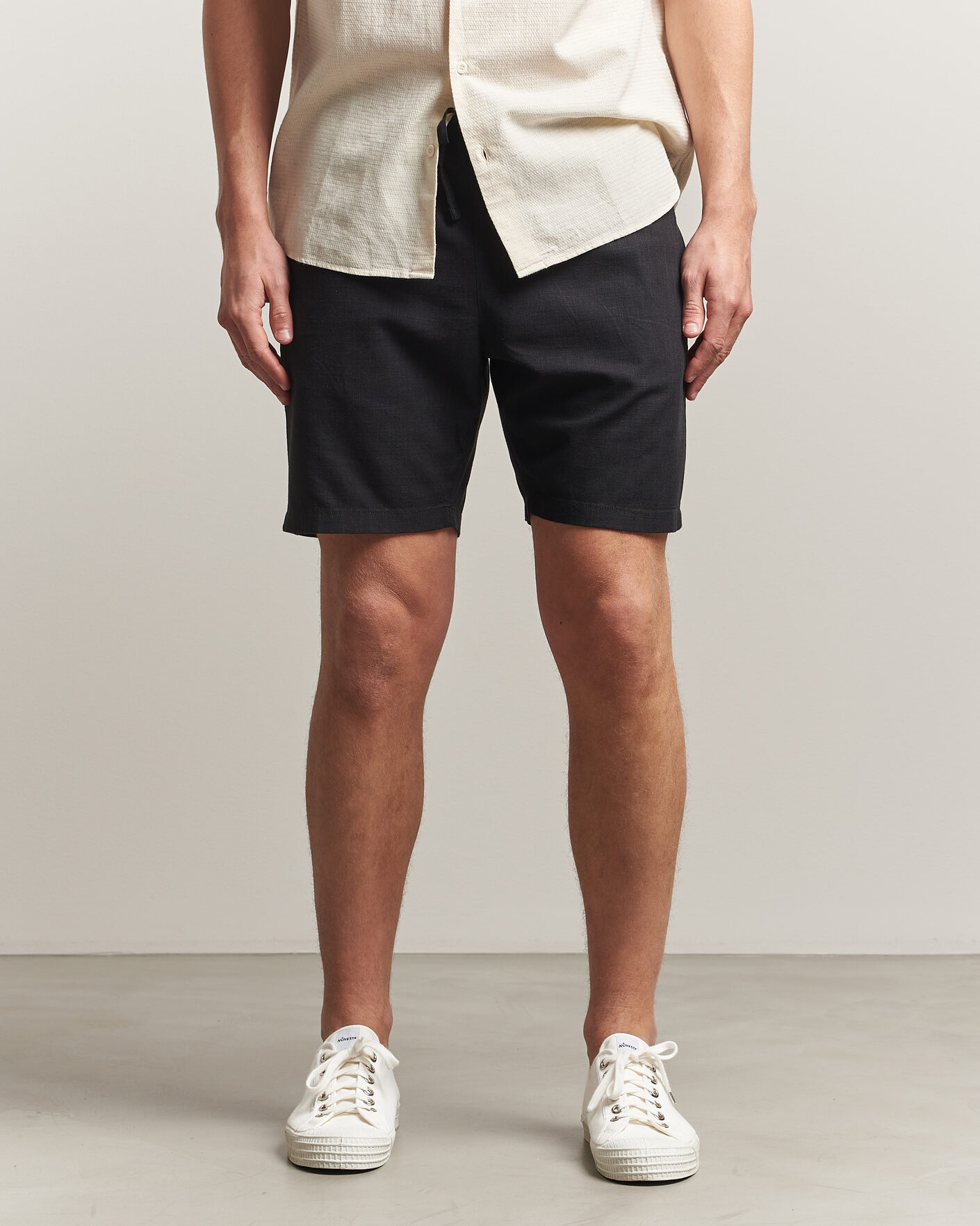 Heren | Korte broek | KnowledgeCotton Apparel | Loose Linen/Viscose Shorts Black