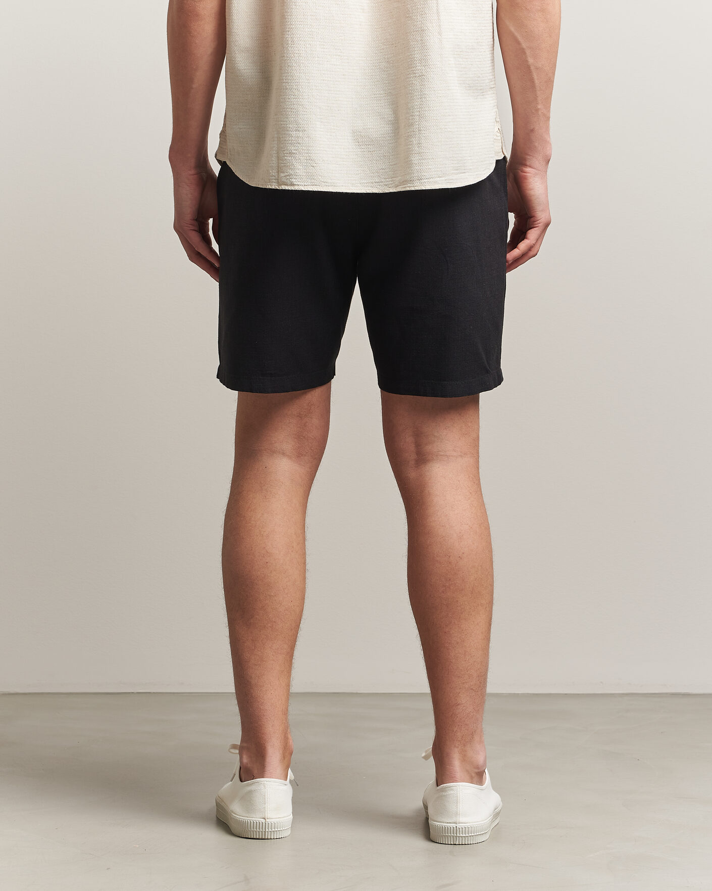 Heren | Korte broek | KnowledgeCotton Apparel | Loose Linen/Viscose Shorts Black