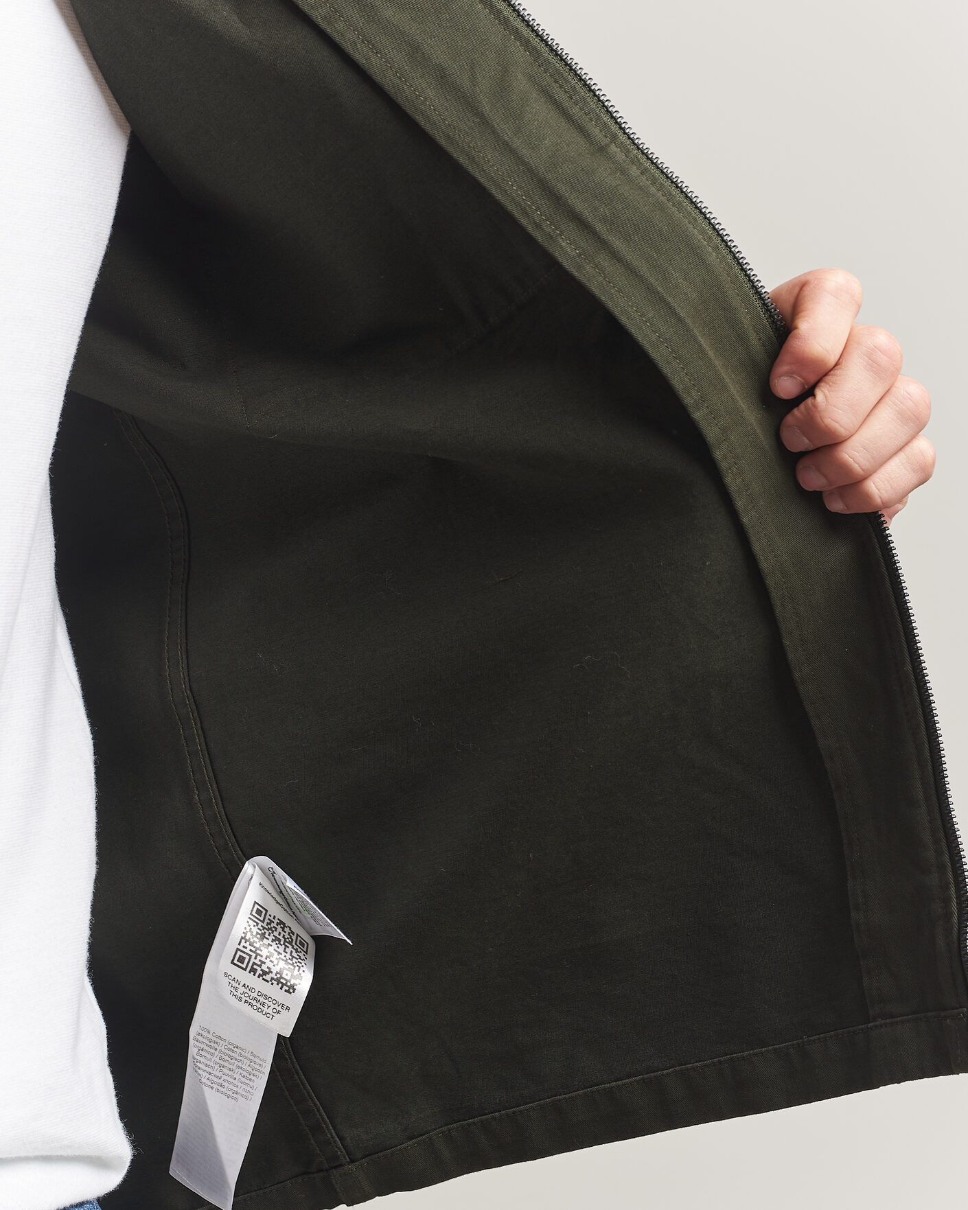 Heren | Overhemden | KnowledgeCotton Apparel | Cotton Twill Stretch Zip Overshirt Forest Night