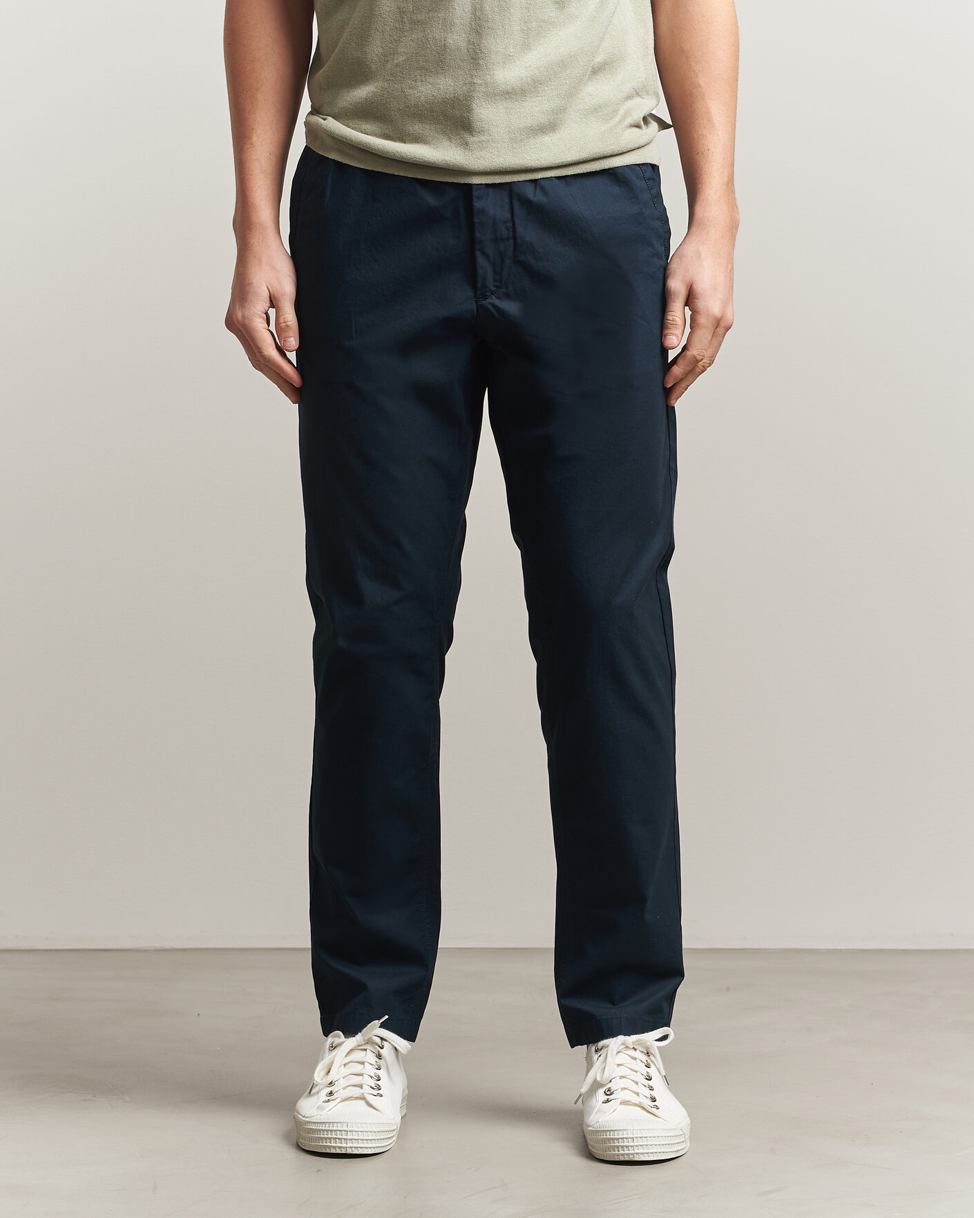 Heren | Broeken | KnowledgeCotton Apparel | Tim Tapered Cotton Stretch Pants Total Eclipse