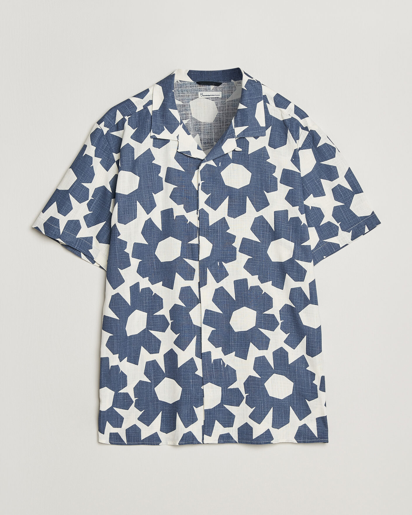 Heren | Overhemden | KnowledgeCotton Apparel | Printed Linen Mix Shirt Blue