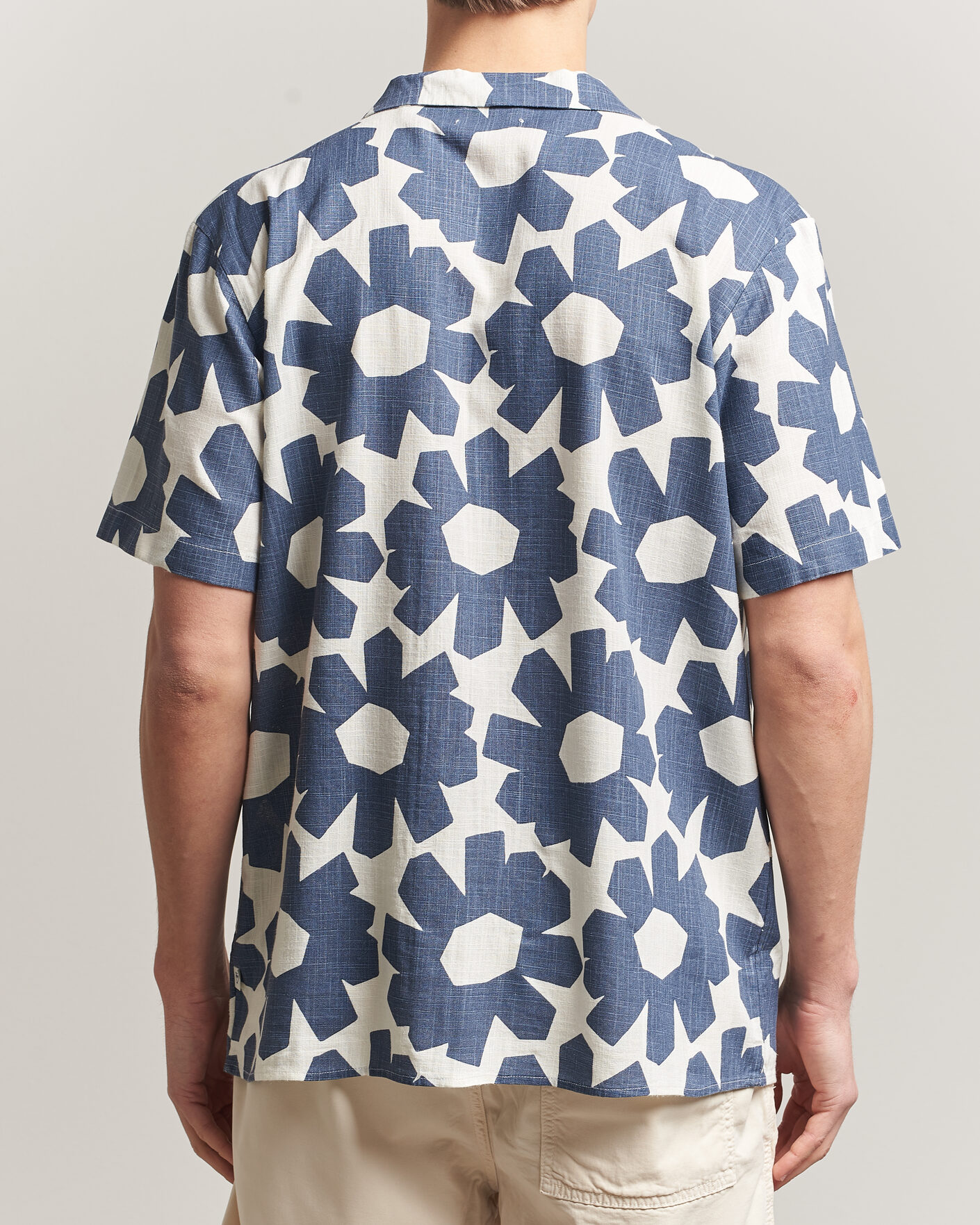 Heren | Overhemden | KnowledgeCotton Apparel | Printed Linen Mix Shirt Blue