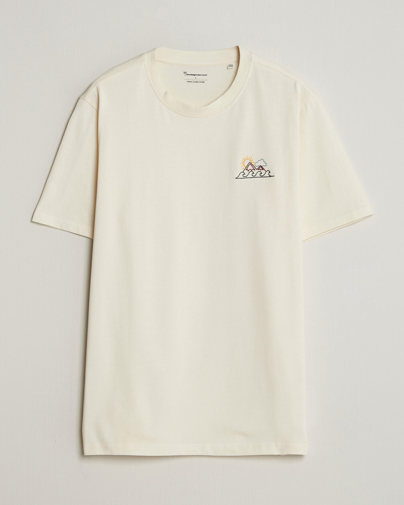 Heren | T-shirts | KnowledgeCotton Apparel | Chest Print T-Shirt Egret