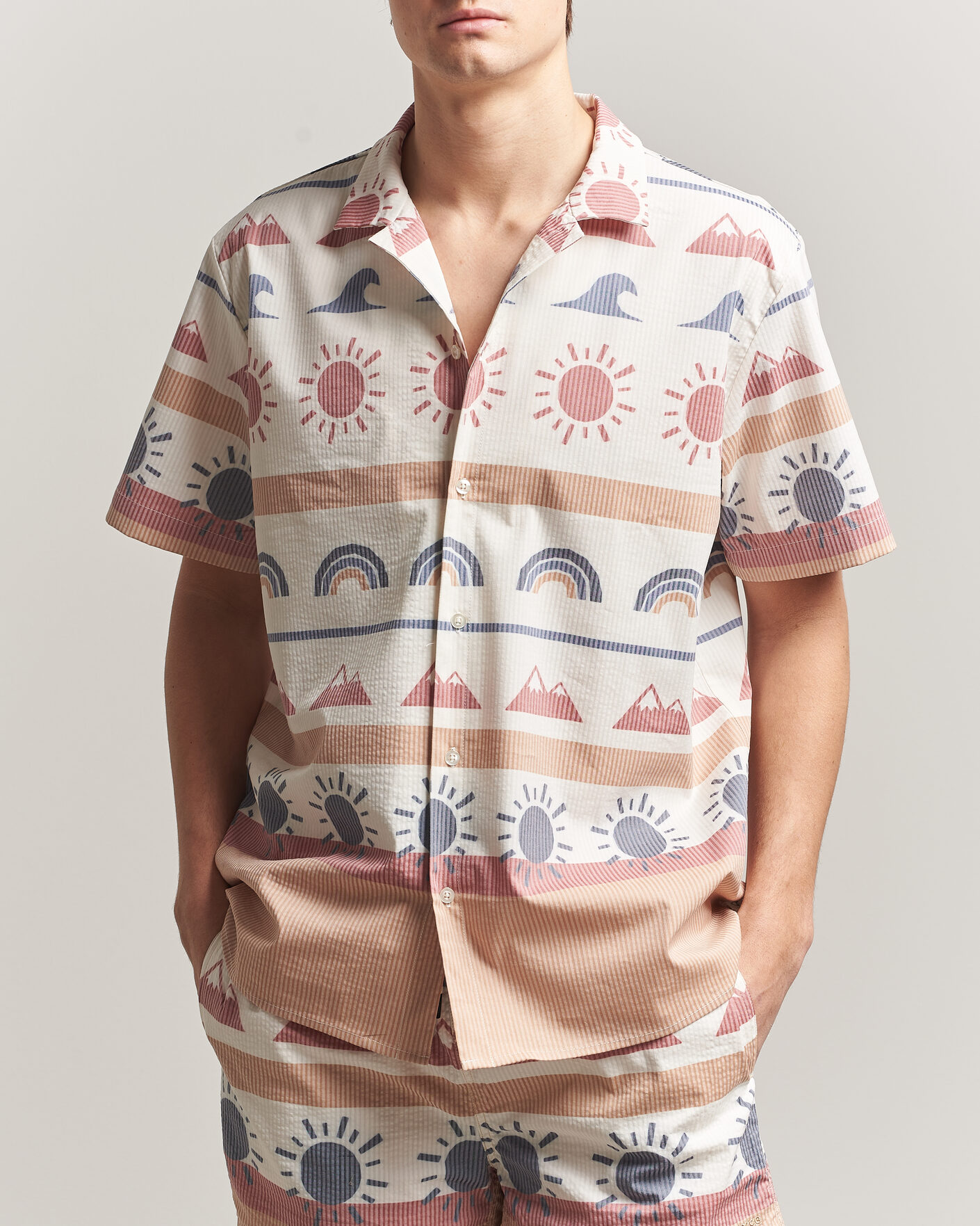 Heren | Overhemden | KnowledgeCotton Apparel | Relaxed Printed AOP Short Sleeve Shirt Multi