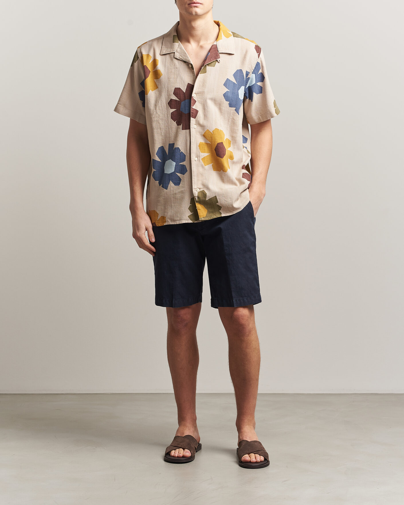 Heren | Overhemden | KnowledgeCotton Apparel | Relaxed Printed Cotton Short Sleeve Shirt Multi