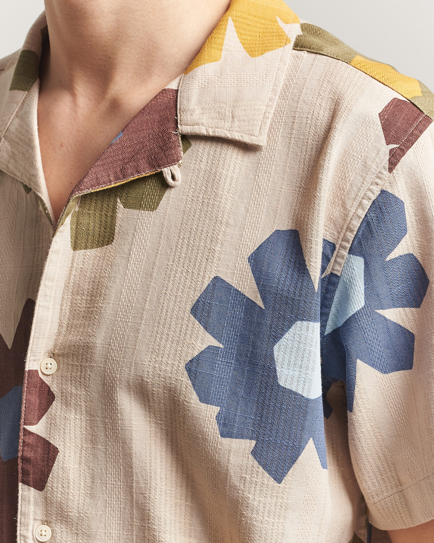 Heren | Overhemden | KnowledgeCotton Apparel | Relaxed Printed Cotton Short Sleeve Shirt Multi