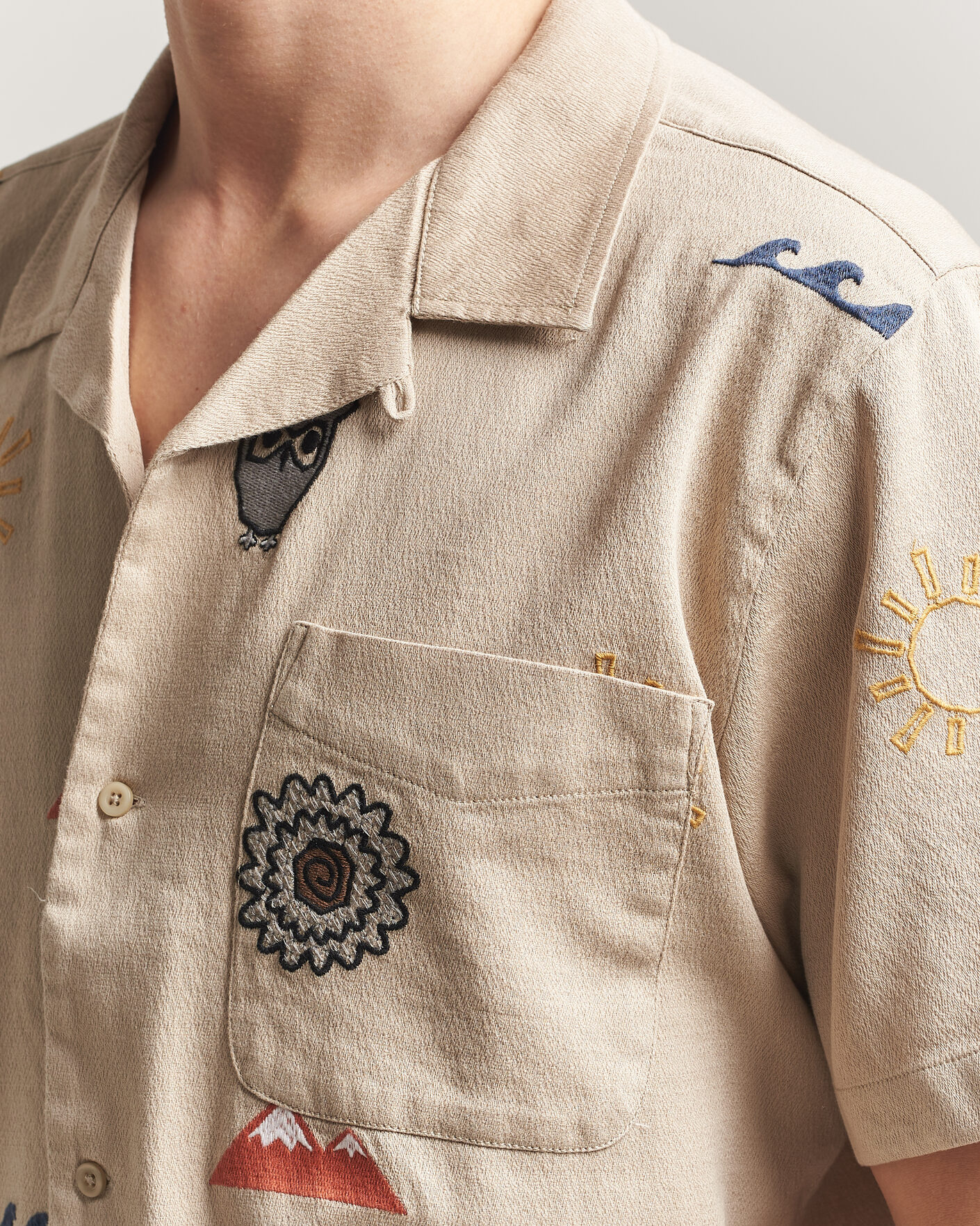 Homme | Chemises | KnowledgeCotton Apparel | Relaxed Embroidery Shirt Light Feather Grey