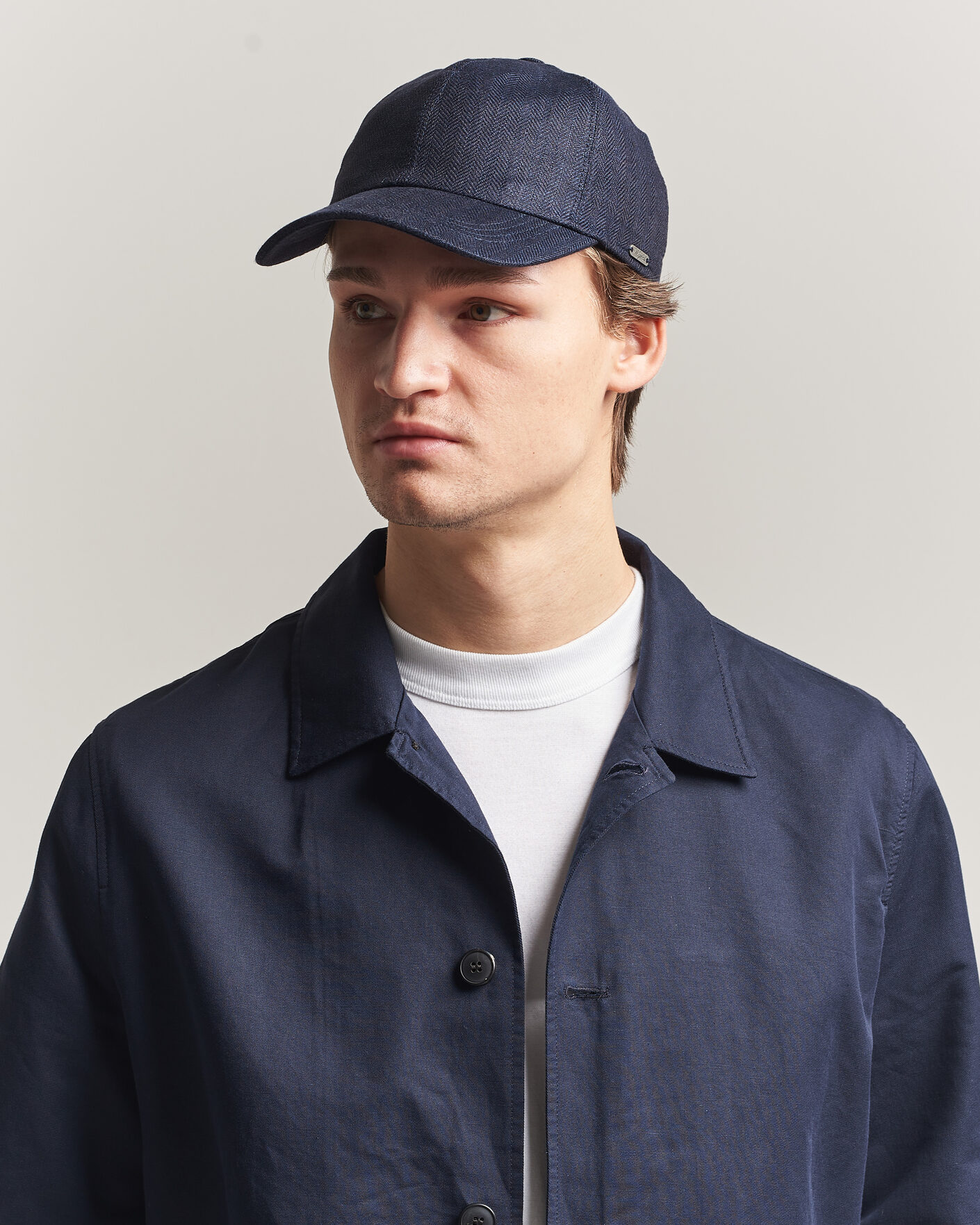 Heren | Hoeden en petten | Wigéns | Baseball Linen Herringbone Cap Navy