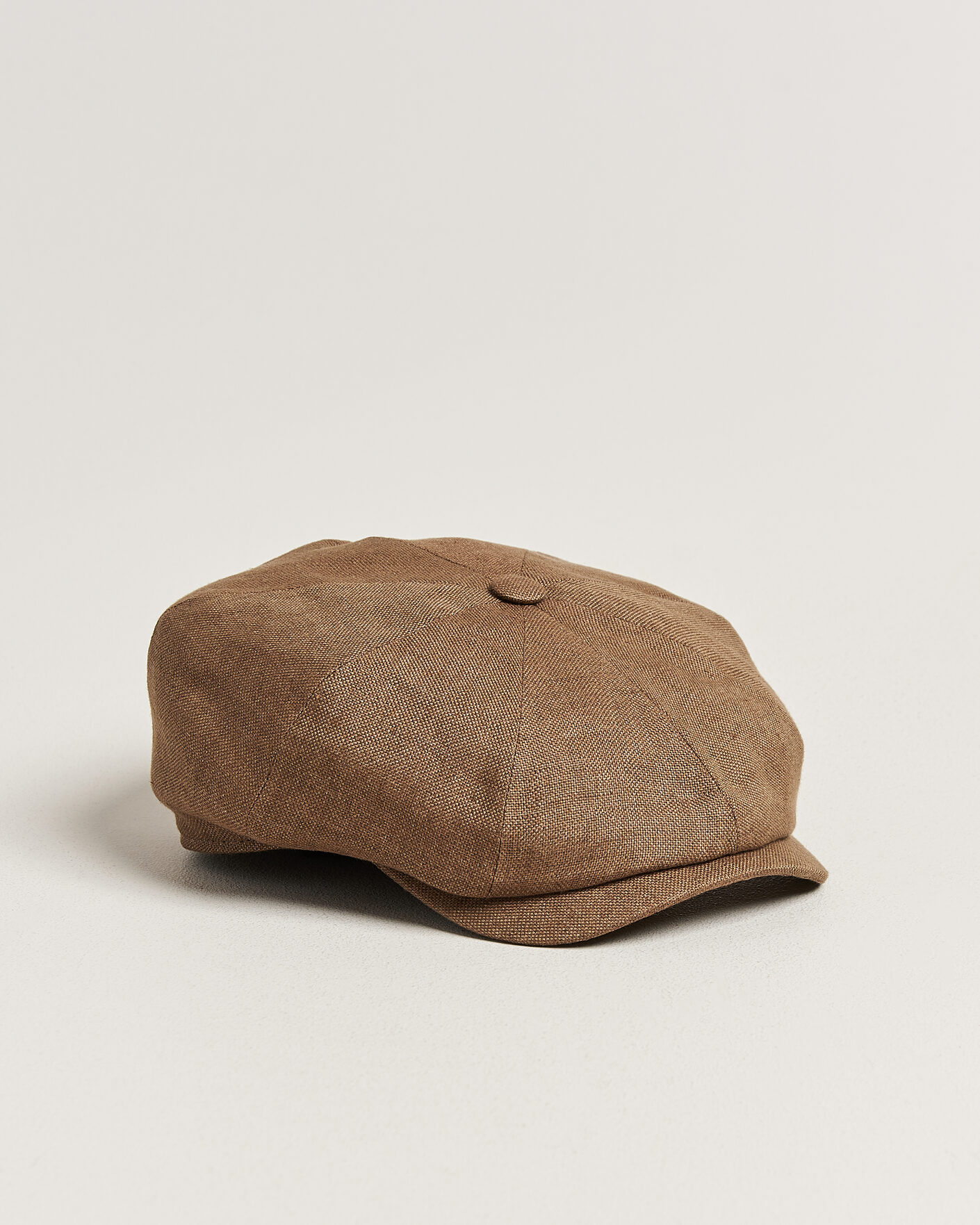Heren | Hoeden en petten | Wigéns | Newsboy Retro Hopsack Linen Cap Light Brown