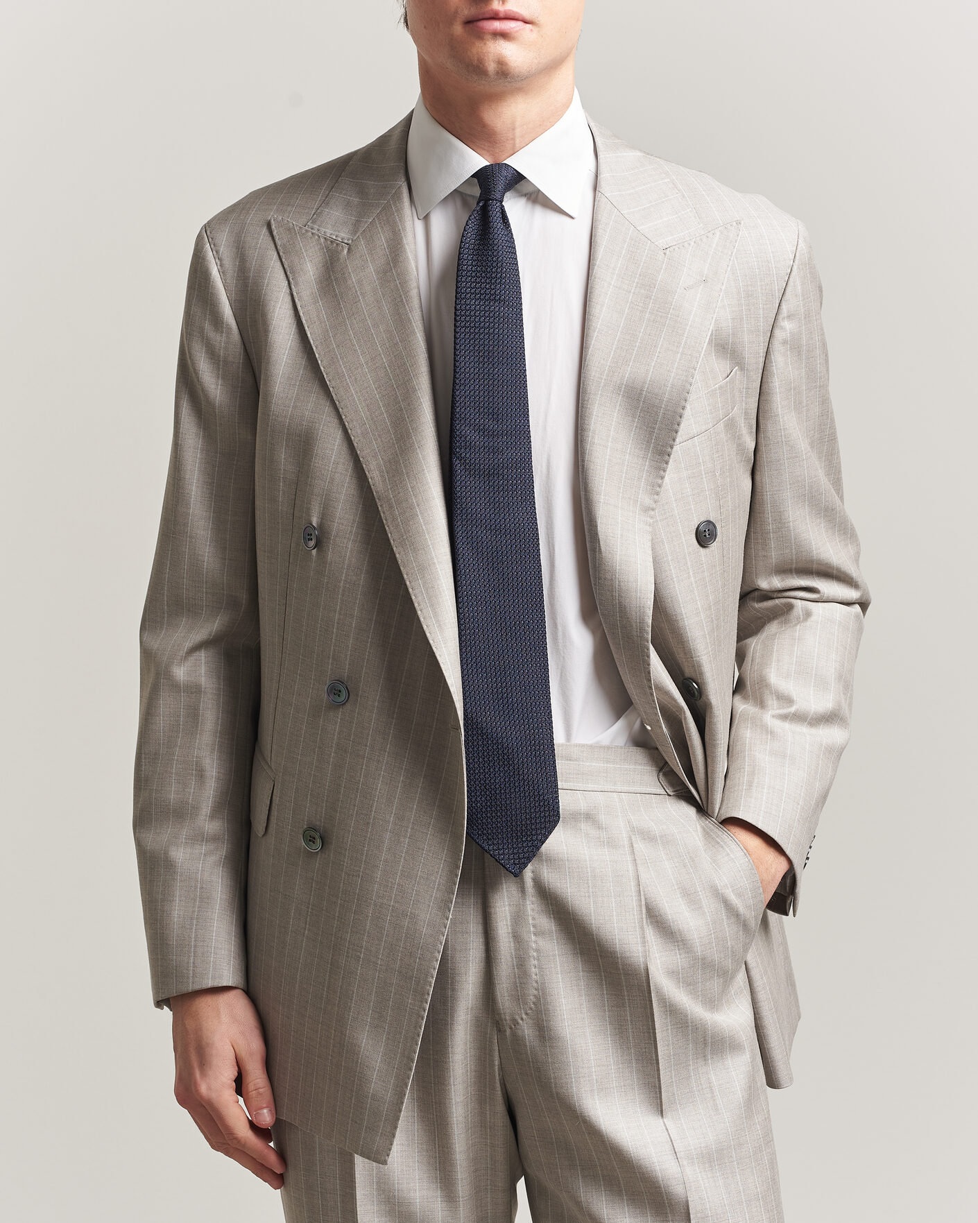 Heren | Blazers | Oscar Jacobson | Richard Striped Wool Blazer Beige