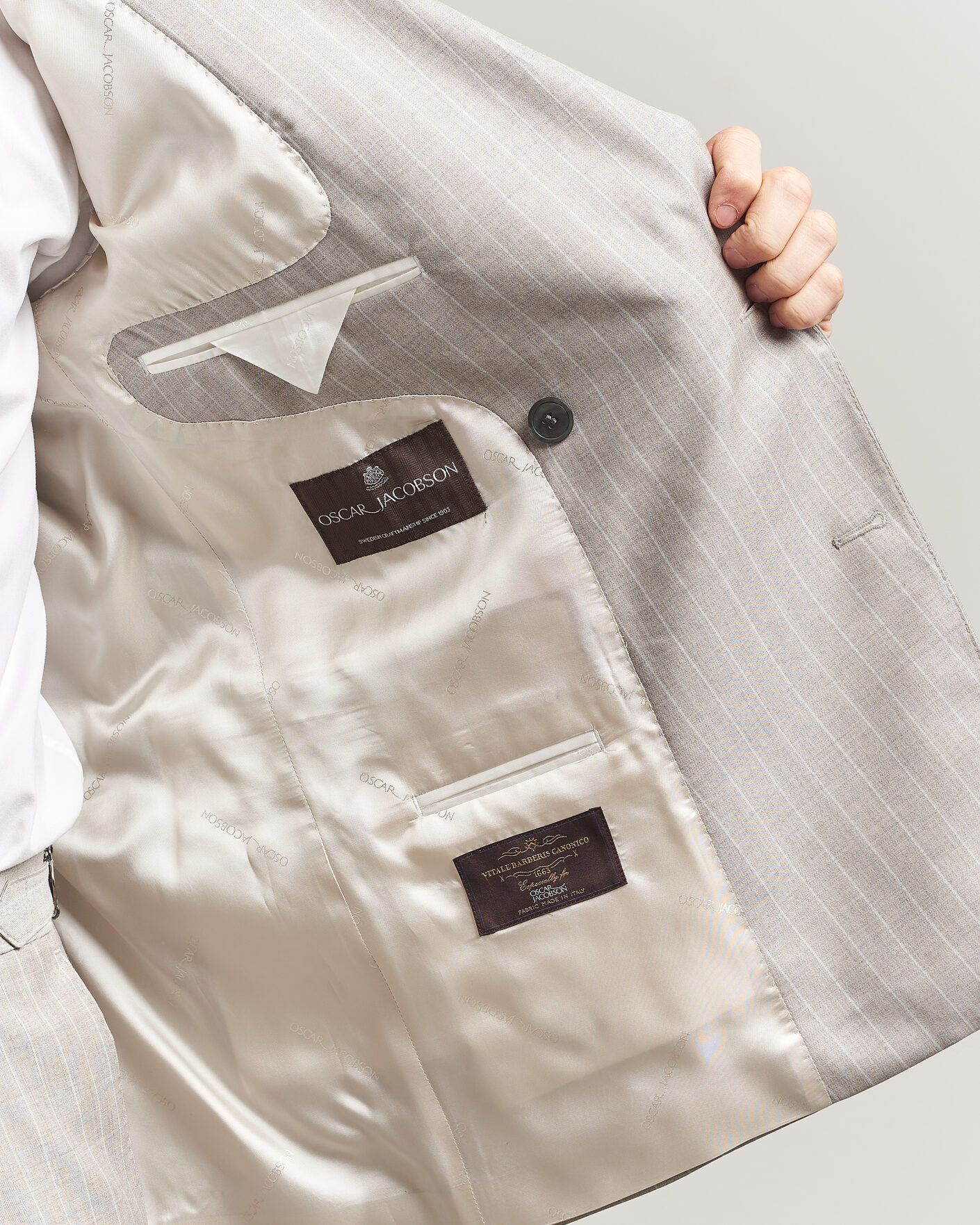 Heren | Blazers | Oscar Jacobson | Richard Striped Wool Blazer Beige