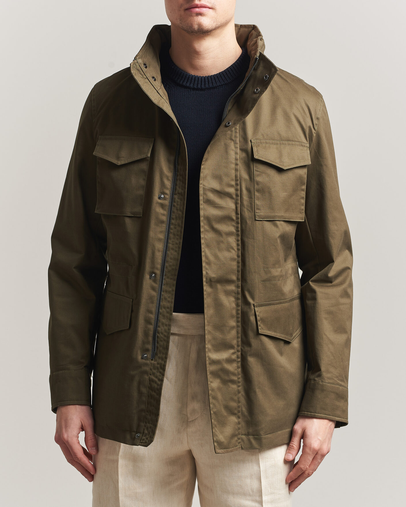 Heren | Jassen | Oscar Jacobson | M65 Coated Cotton Field Jacket Olive