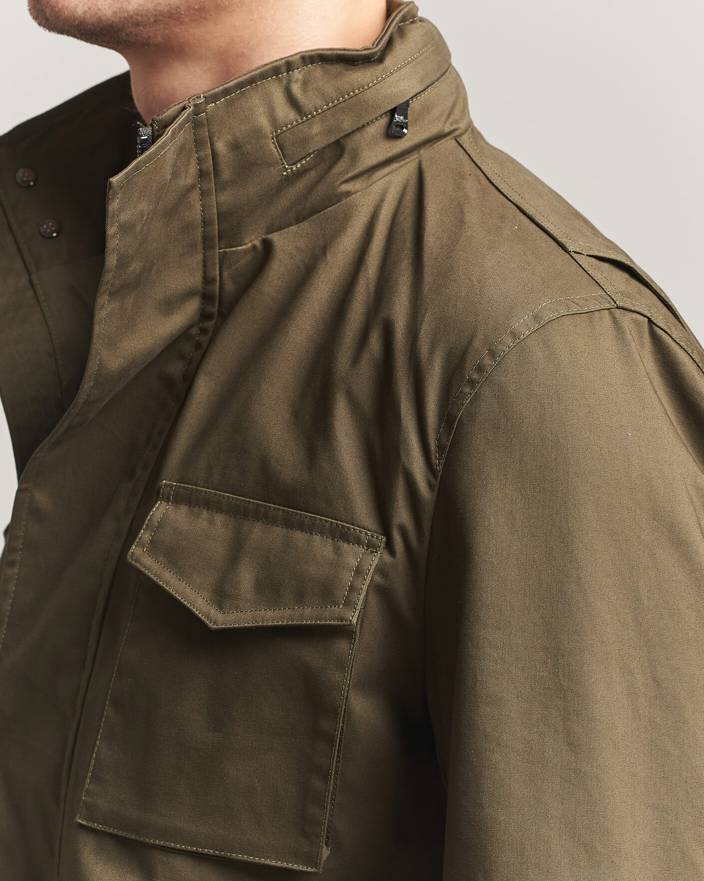 Heren | Jassen | Oscar Jacobson | M65 Coated Cotton Field Jacket Olive