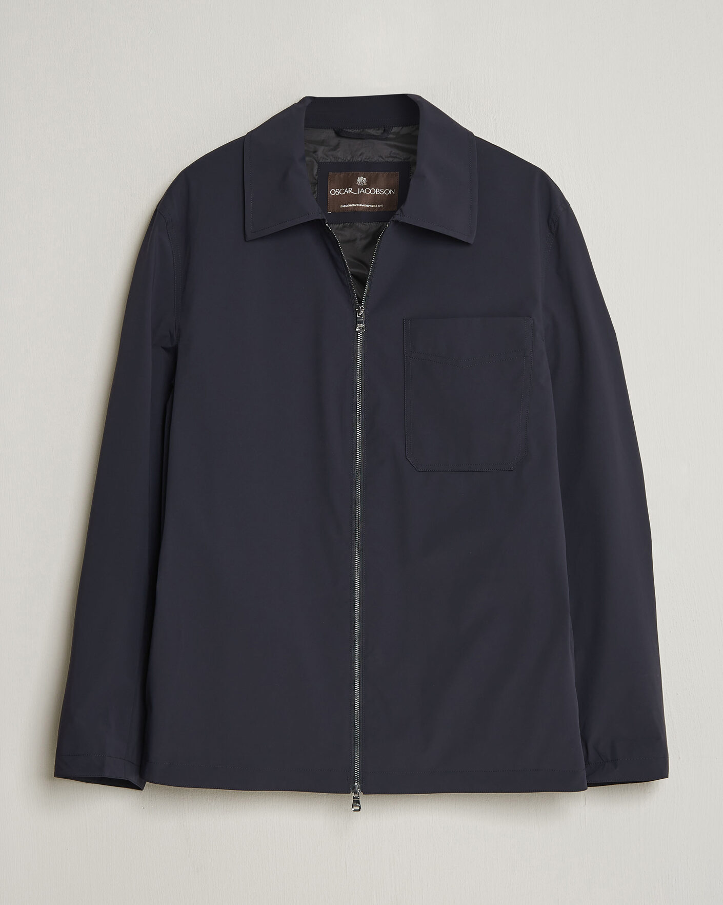Heren | Jassen | Oscar Jacobson | Light Zipped Shirt Jacket Navy