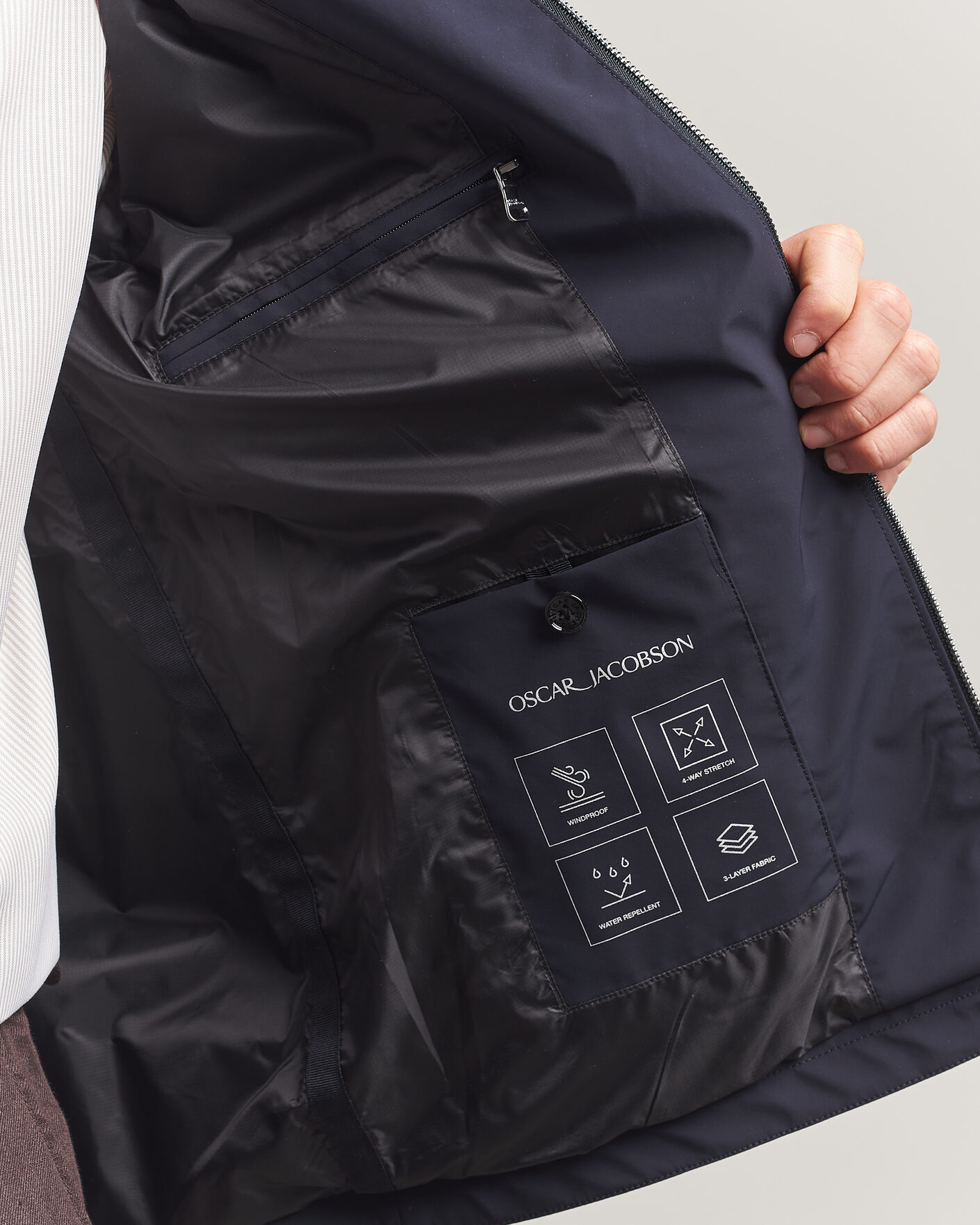 Heren | Jassen | Oscar Jacobson | Light Zipped Shirt Jacket Navy