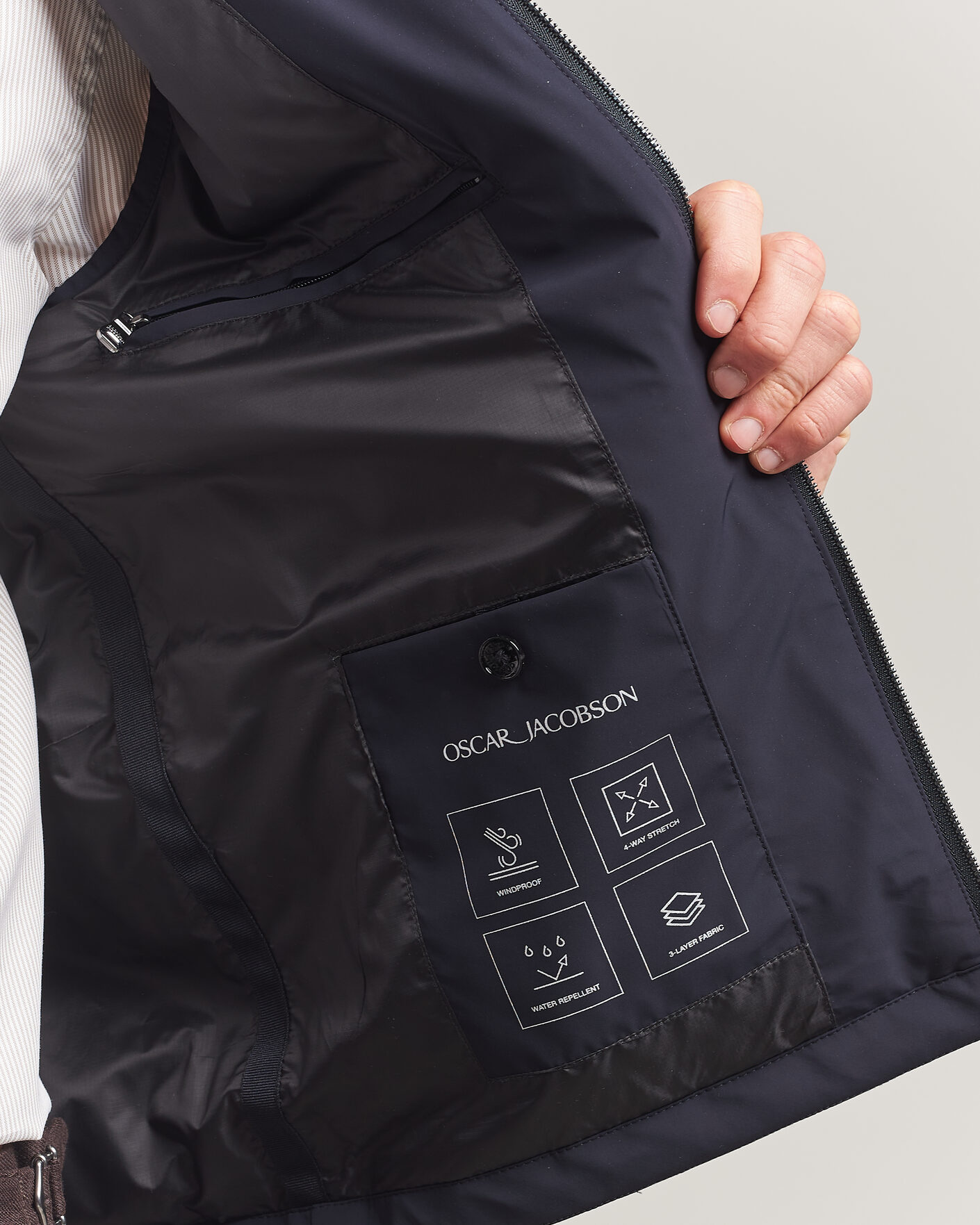 Heren | Gilets | Oscar Jacobson | Light Zipped Waistcoat Navy