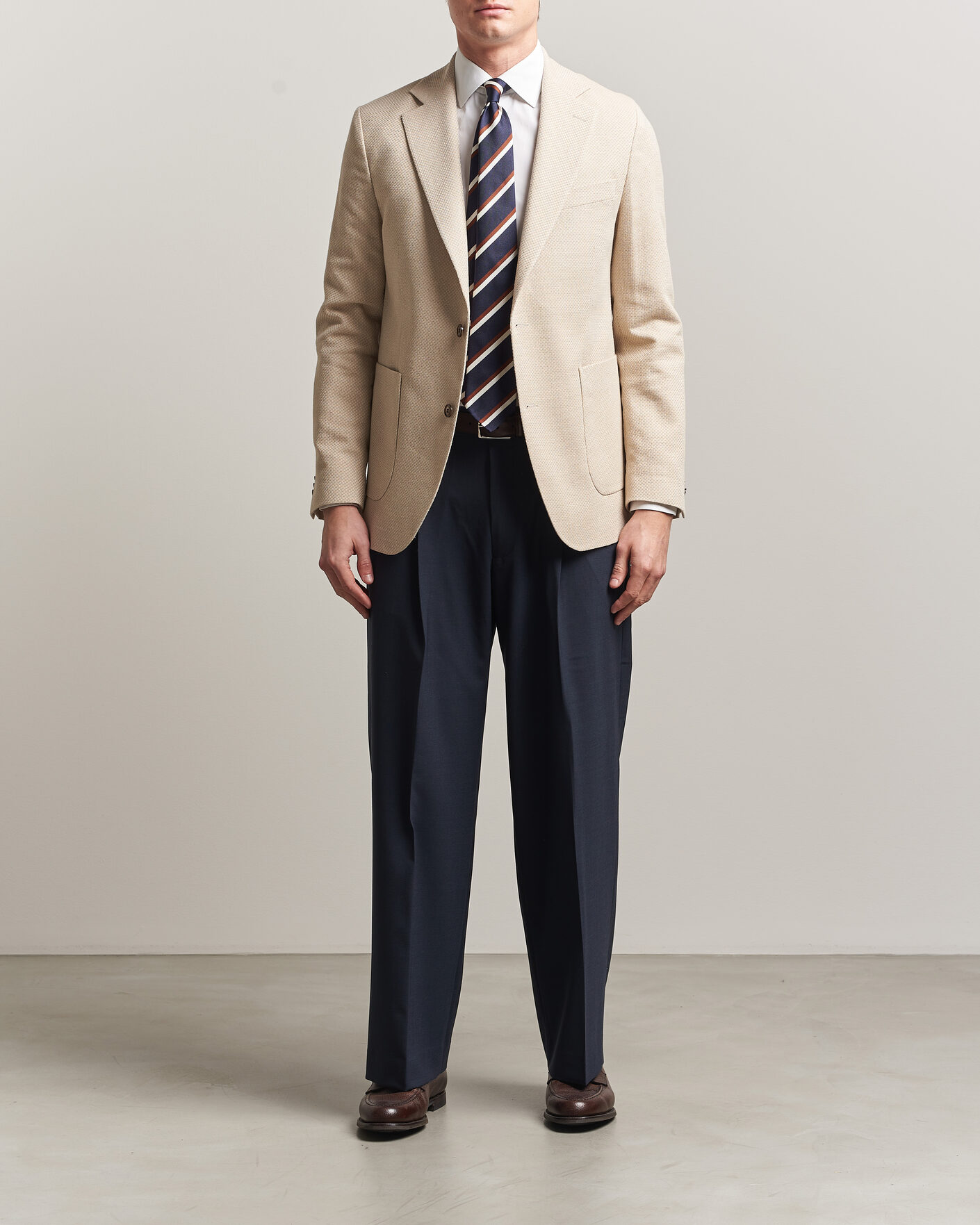 Heren | Blazers | Oscar Jacobson | Fogerty Patch Structure Cotton Blazer Beige