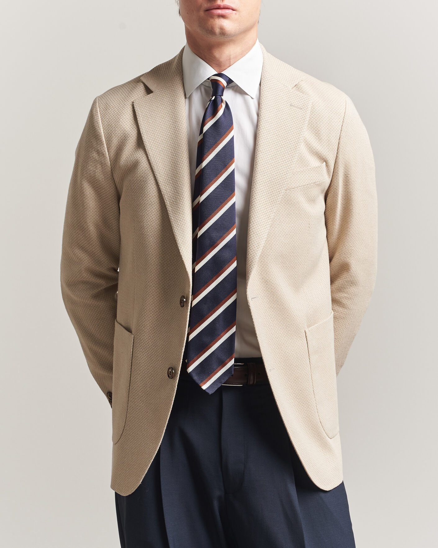 Heren | Blazers | Oscar Jacobson | Fogerty Patch Structure Cotton Blazer Beige