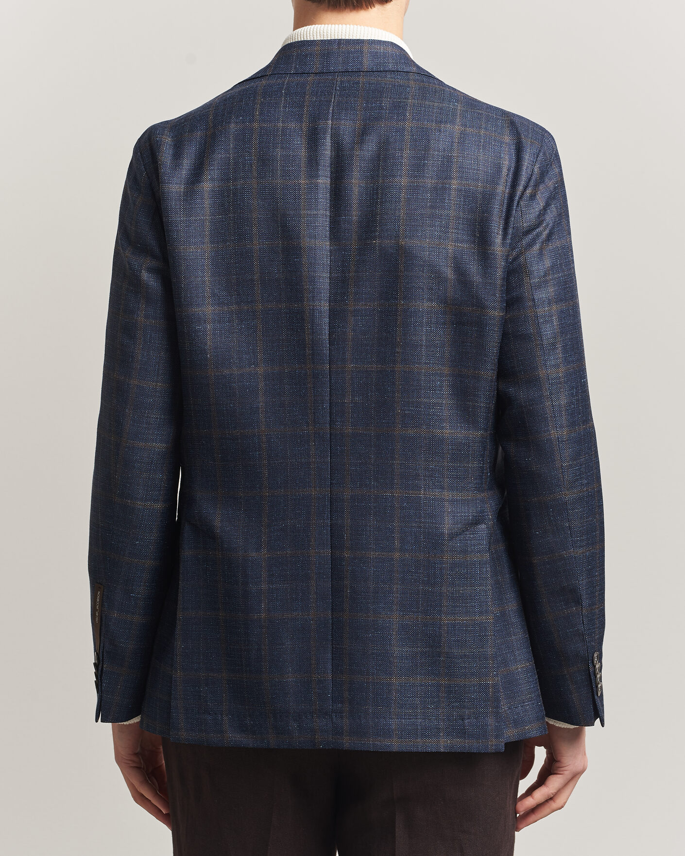Heren | Blazers | Oscar Jacobson | Ferry Patch Loro Piana Summertime Checked Blazer Navy