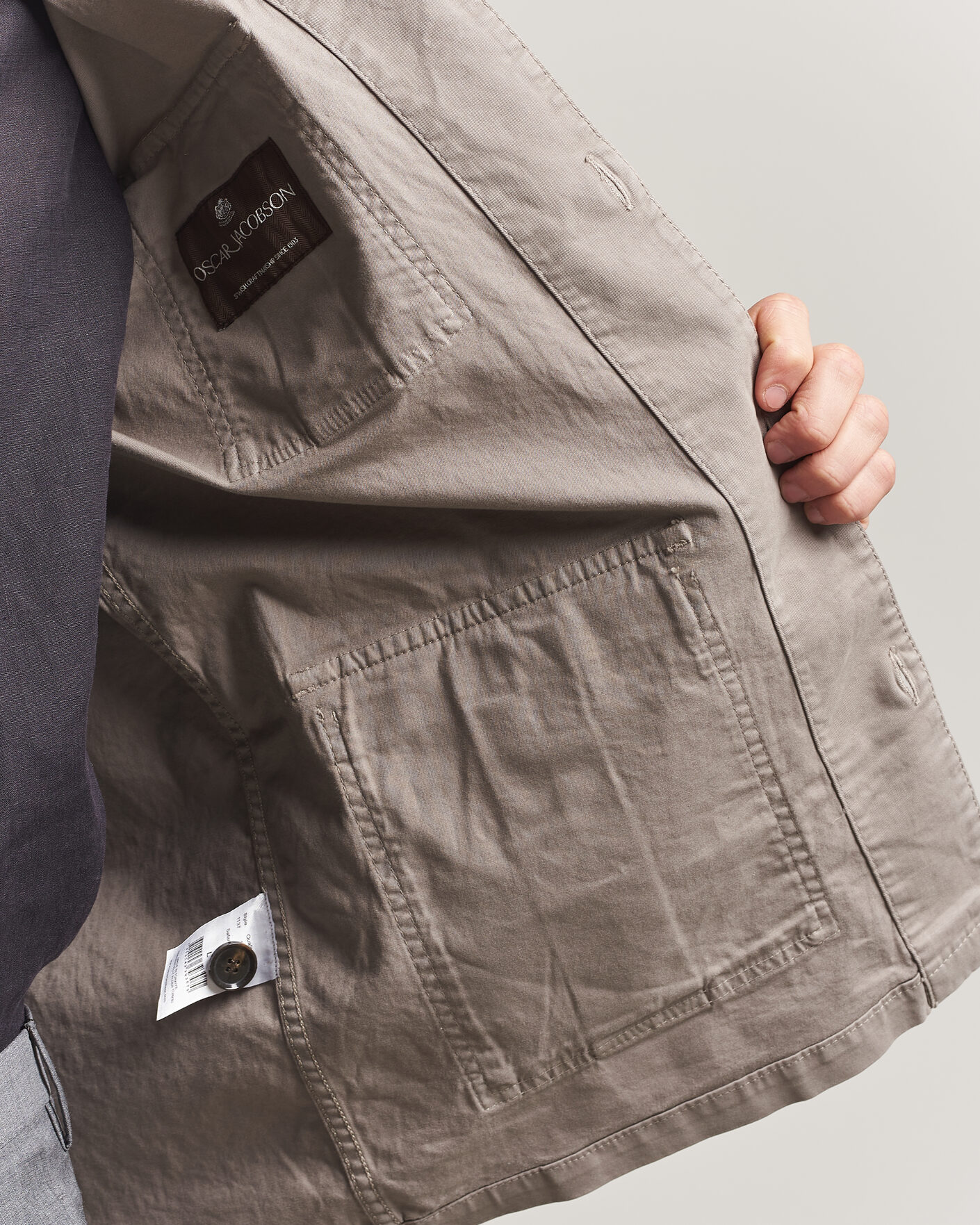Homme | Chemises | Oscar Jacobson | Safari Cotton Shirt Jacket Grey
