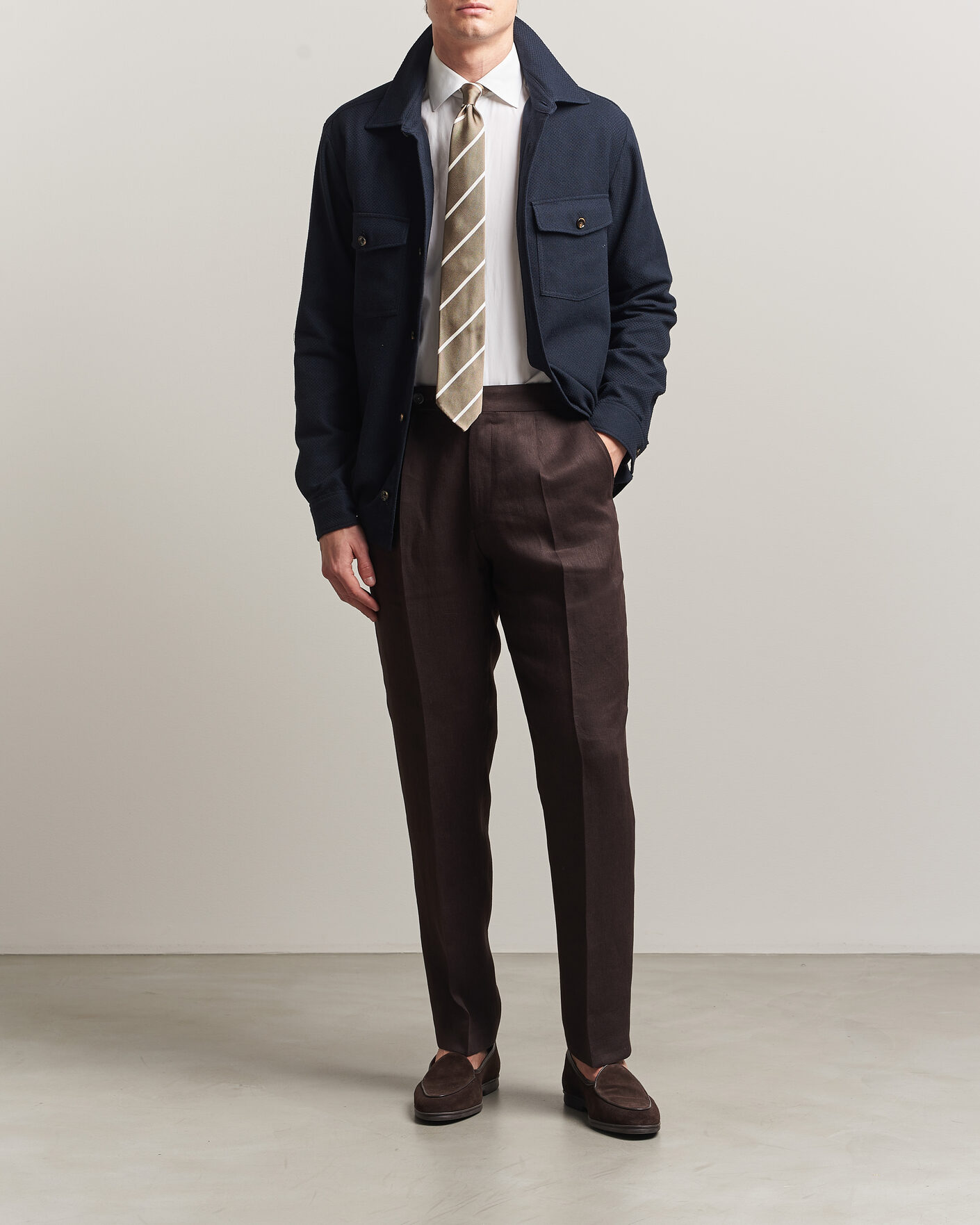 Heren | Overhemden | Oscar Jacobson | Magnus Structure Cotton Overshirt Navy