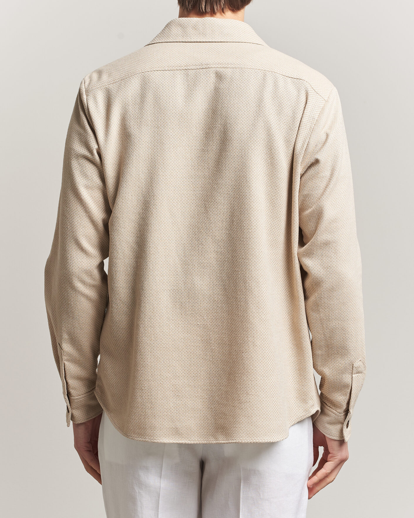 Heren | Overhemden | Oscar Jacobson | Magnus Structure Cotton Overshirt Beige