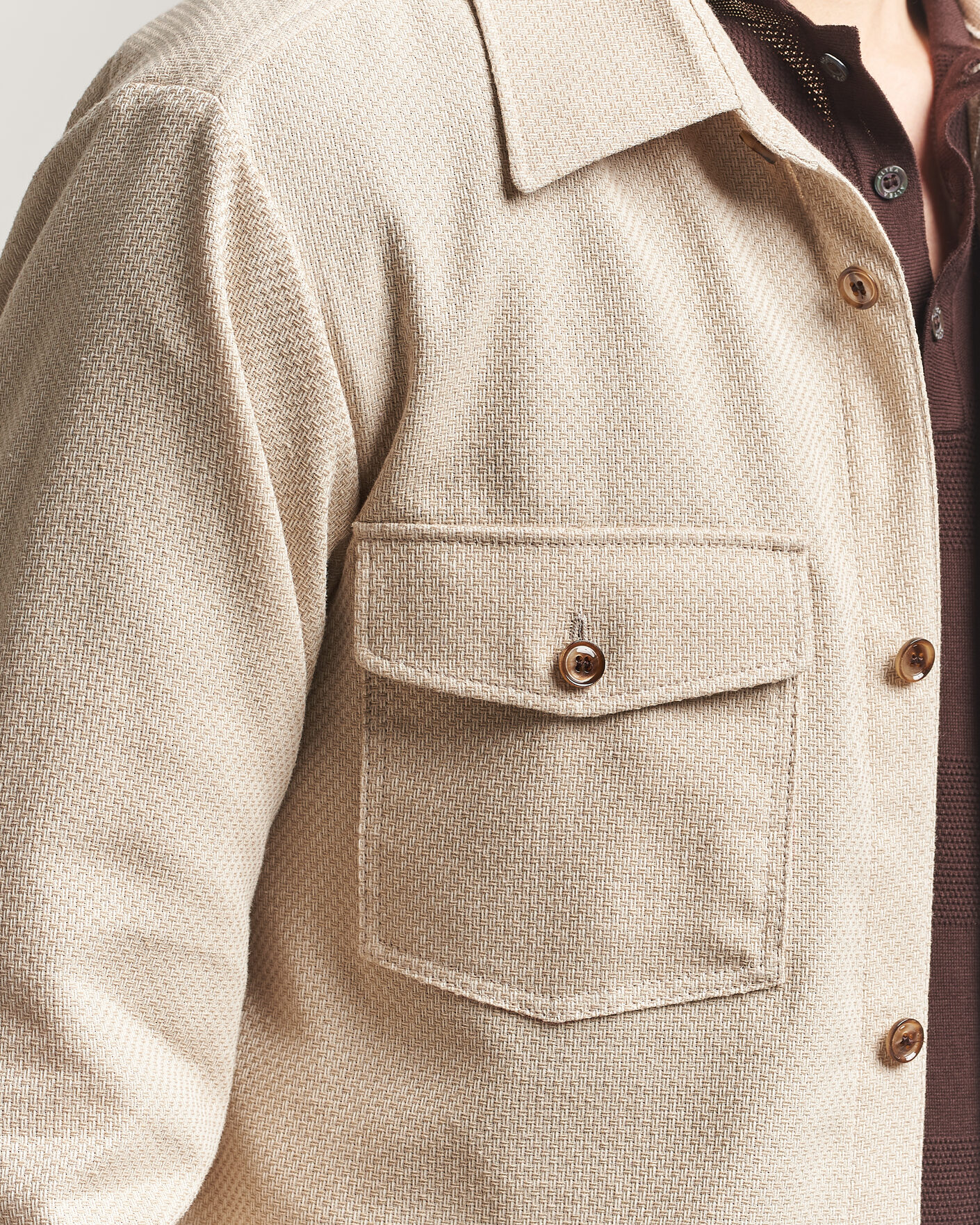 Heren | Overhemden | Oscar Jacobson | Magnus Structure Cotton Overshirt Beige