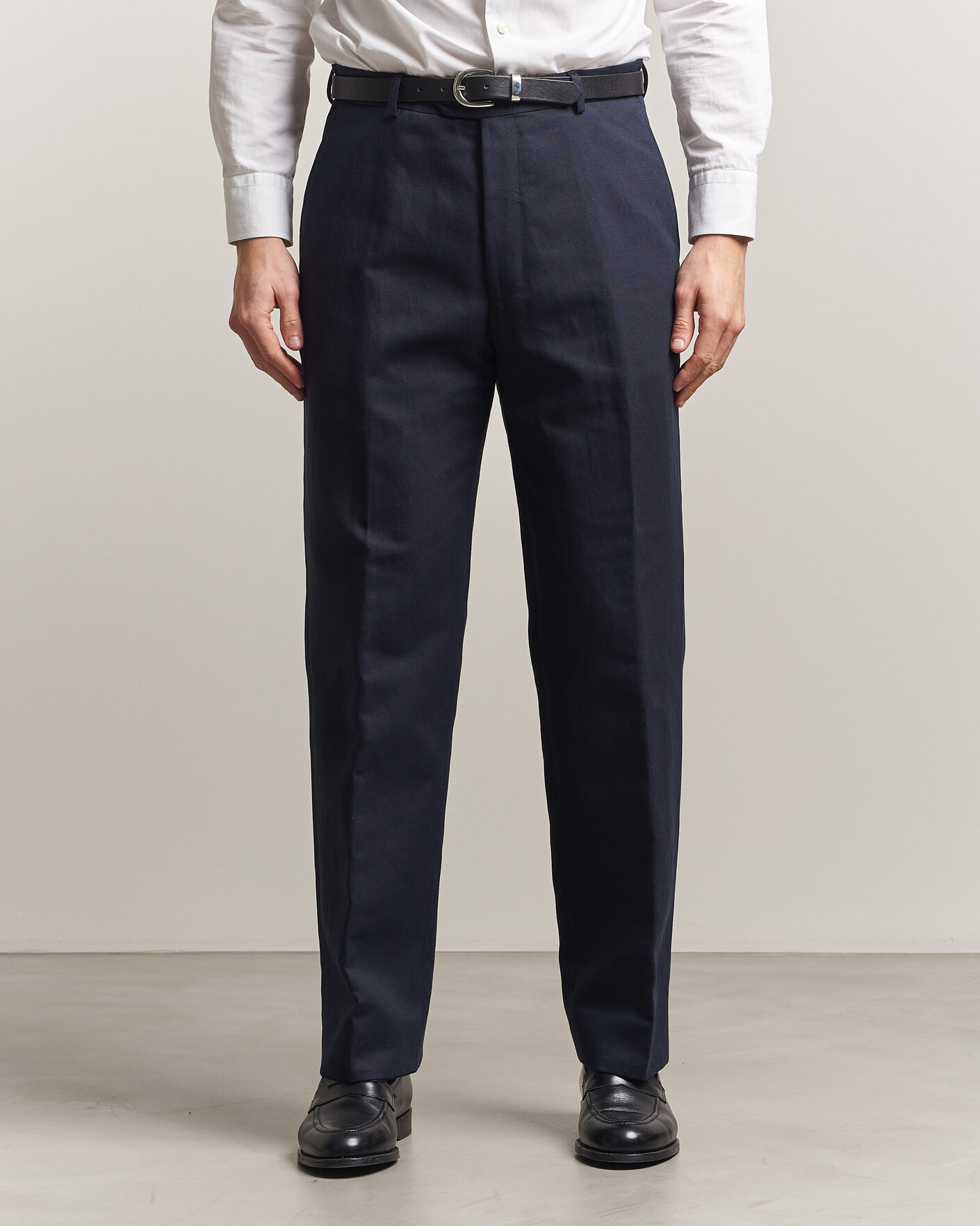 Homme | Pantalons | Oscar Jacobson | Del Cotton/Linen Trousers Navy