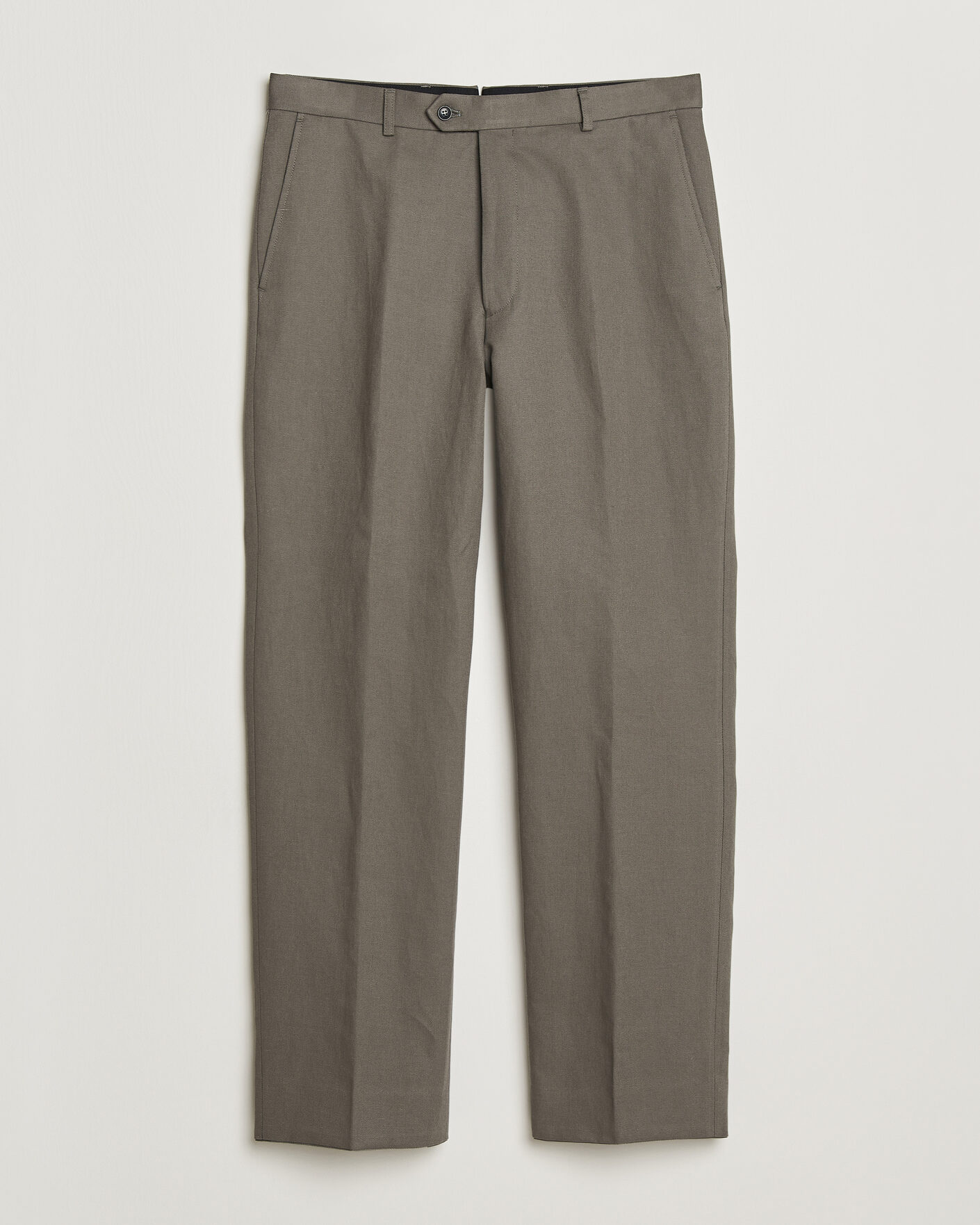 Heren | Broeken | Oscar Jacobson | Del Cotton/Linen Trousers Olive