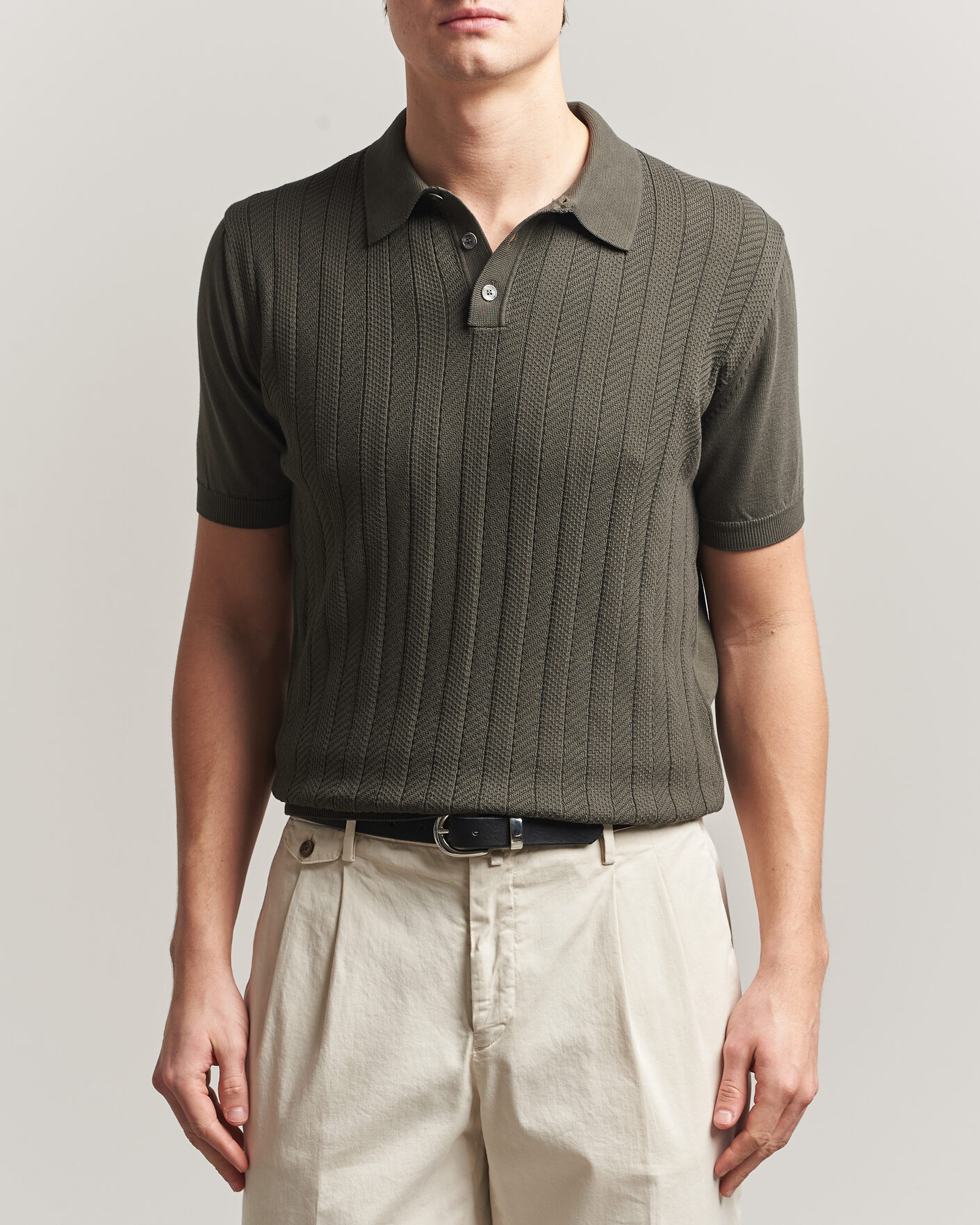 Homme | Polos | Oscar Jacobson | Barto Structured Cotton Polo Green
