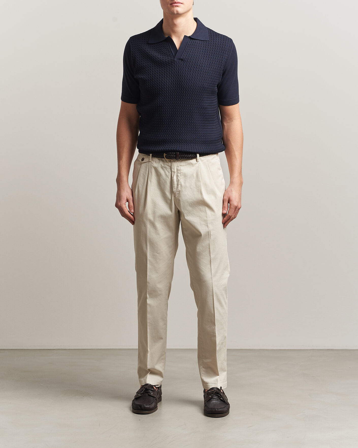 Heren | Polo's | Oscar Jacobson | Alf Structured Cotton Polo Navy