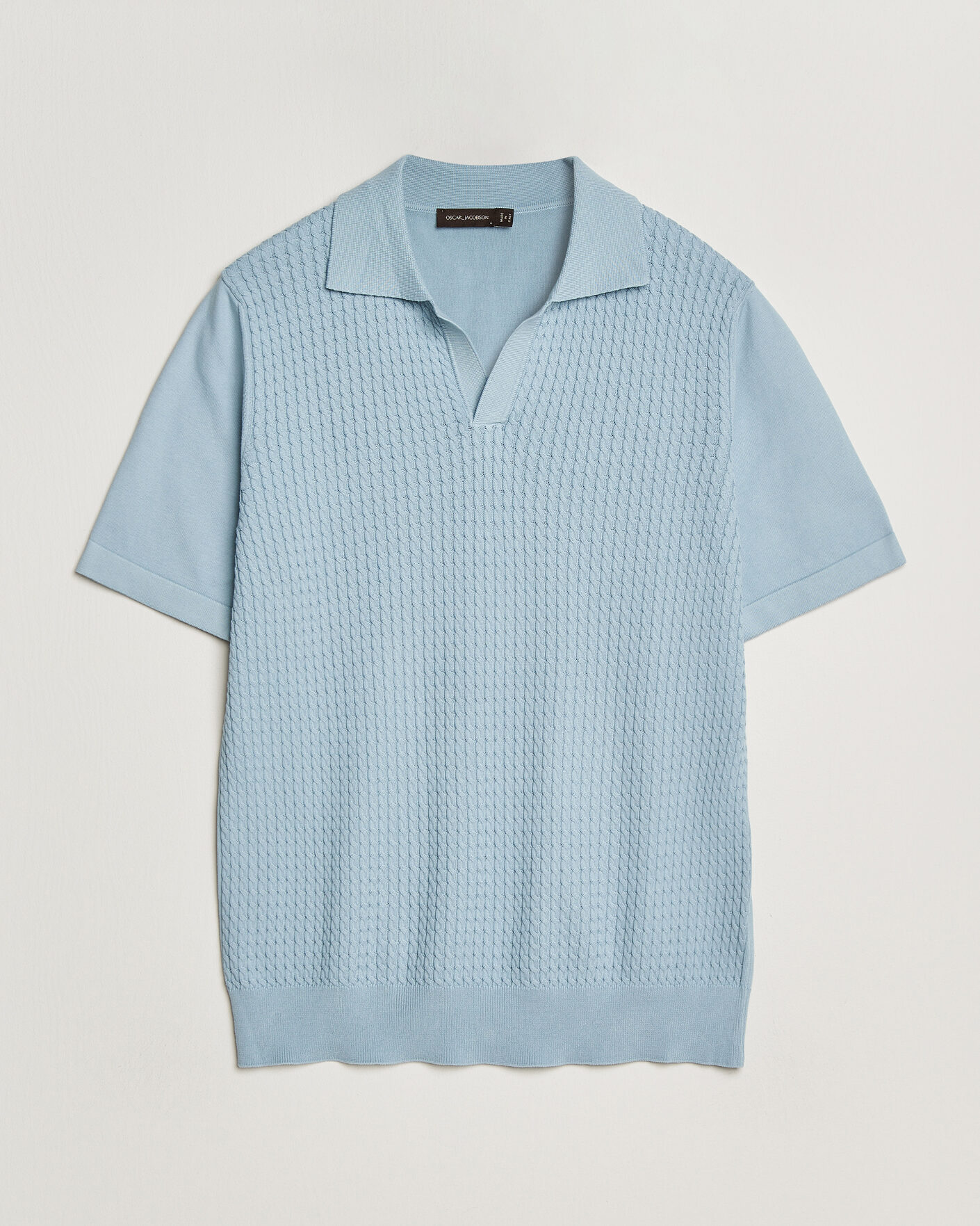 Heren | Polo's | Oscar Jacobson | Alf Structured Cotton Polo Light Blue
