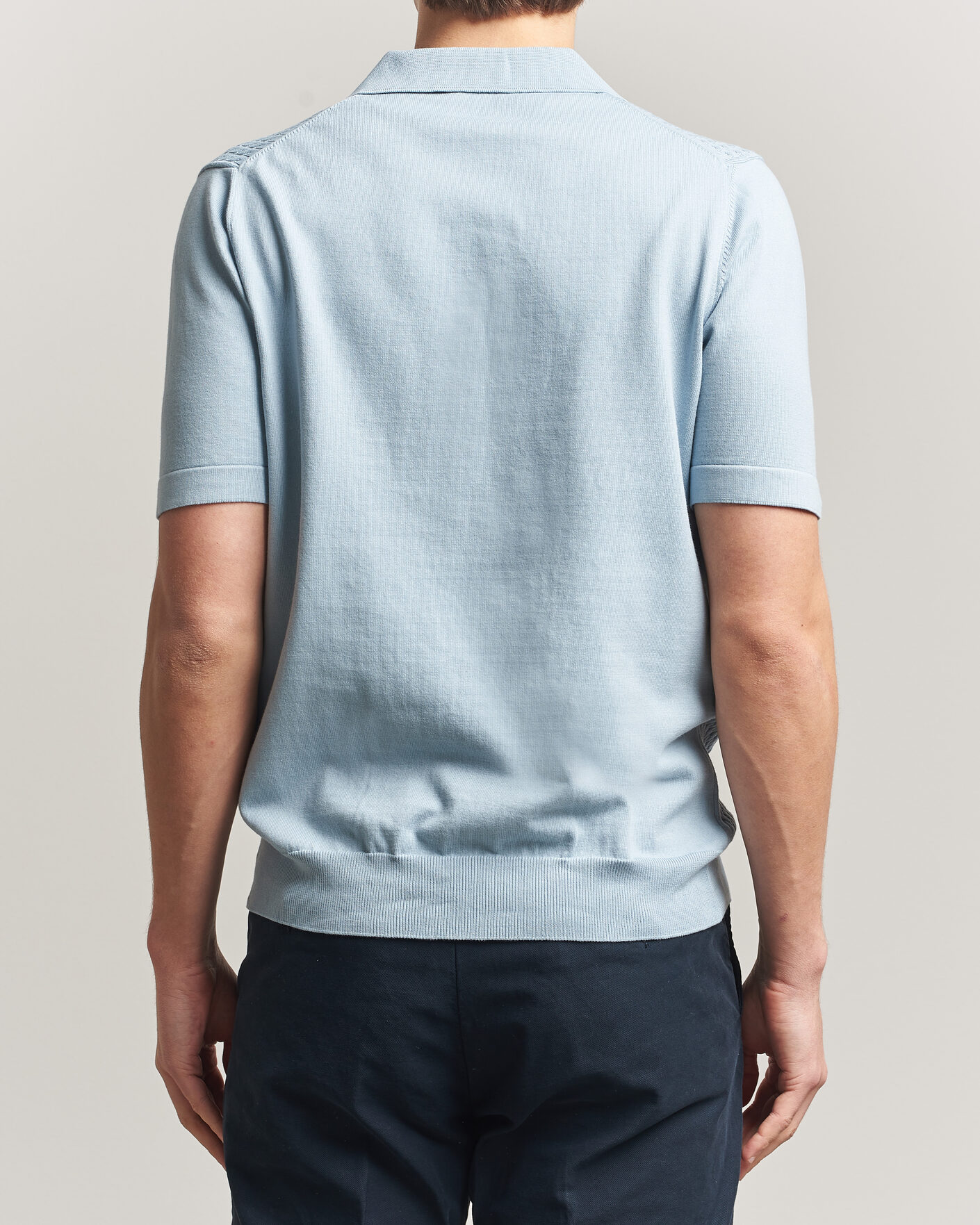 Heren | Polo's | Oscar Jacobson | Alf Structured Cotton Polo Light Blue